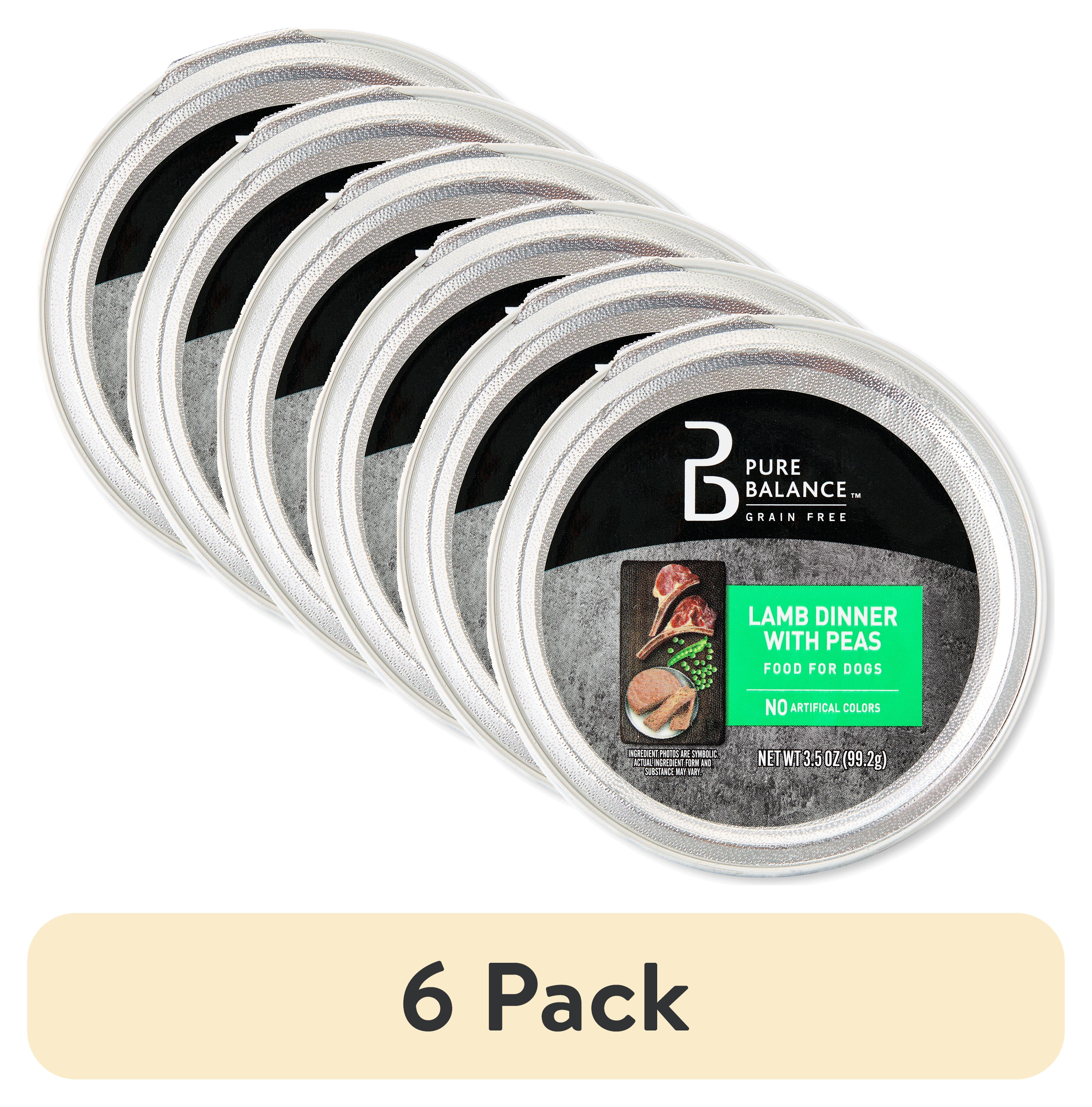 (6 pack) Pure Balance Lamb Dinner with Peas, Grain Free, Wet Dog Food, 3.5 oz Tray