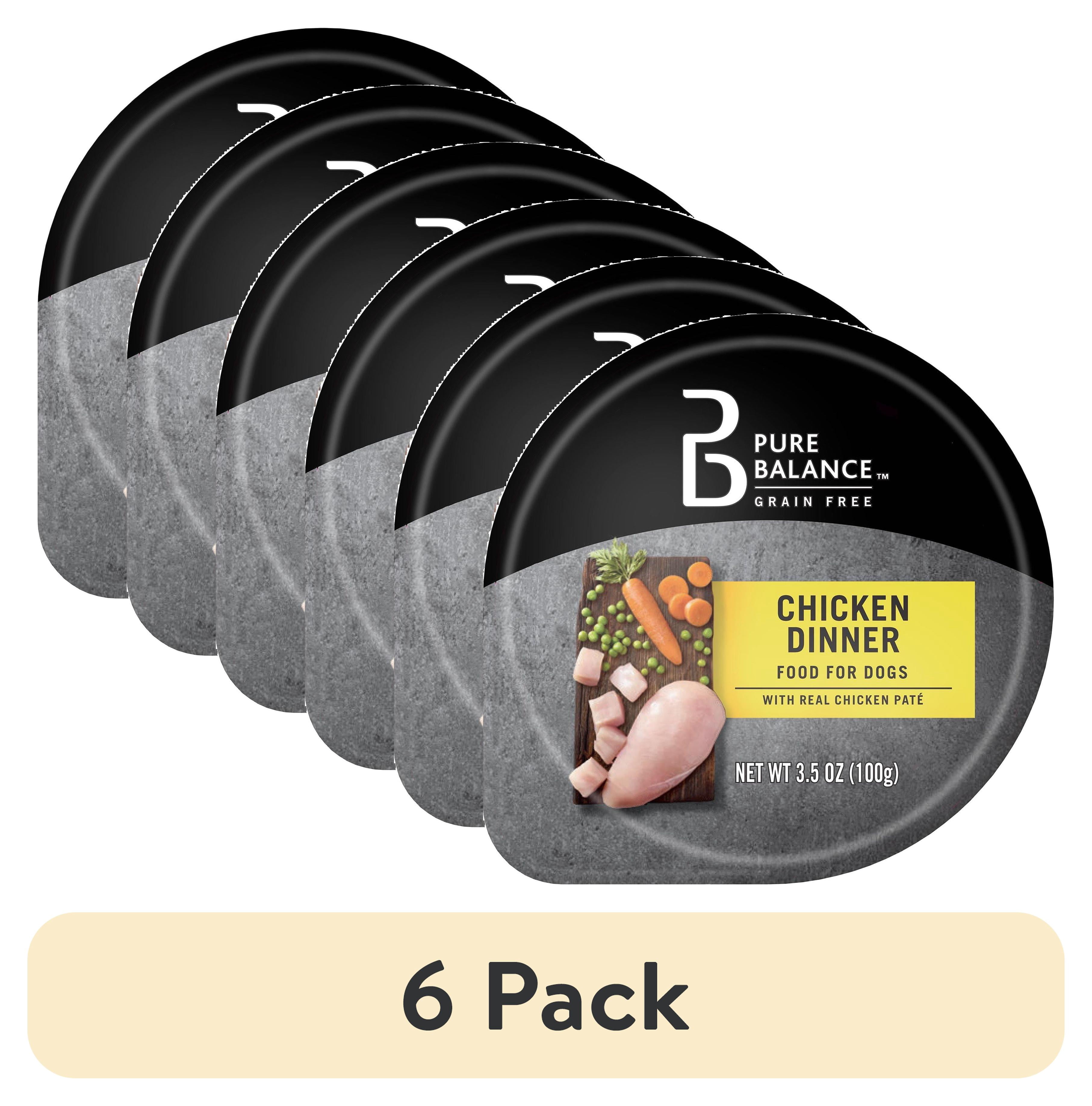 (6 pack) Pure Balance Chicken Dinner Pate Wet Dog Food, Grain Free, 3.5 oz Cup