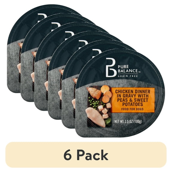 (6 pack) Pure Balance Chicken and Gravy Wet Dog Food, Grain-Free, 3.5 oz Cup