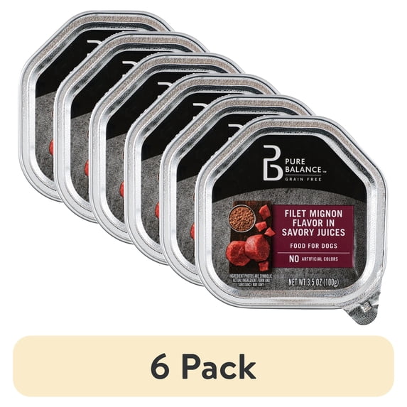 (6 pack) Pure Balance Grain Free Filet Mignon Flavor in Savory Juices Wet Dog Food, 3.5 oz