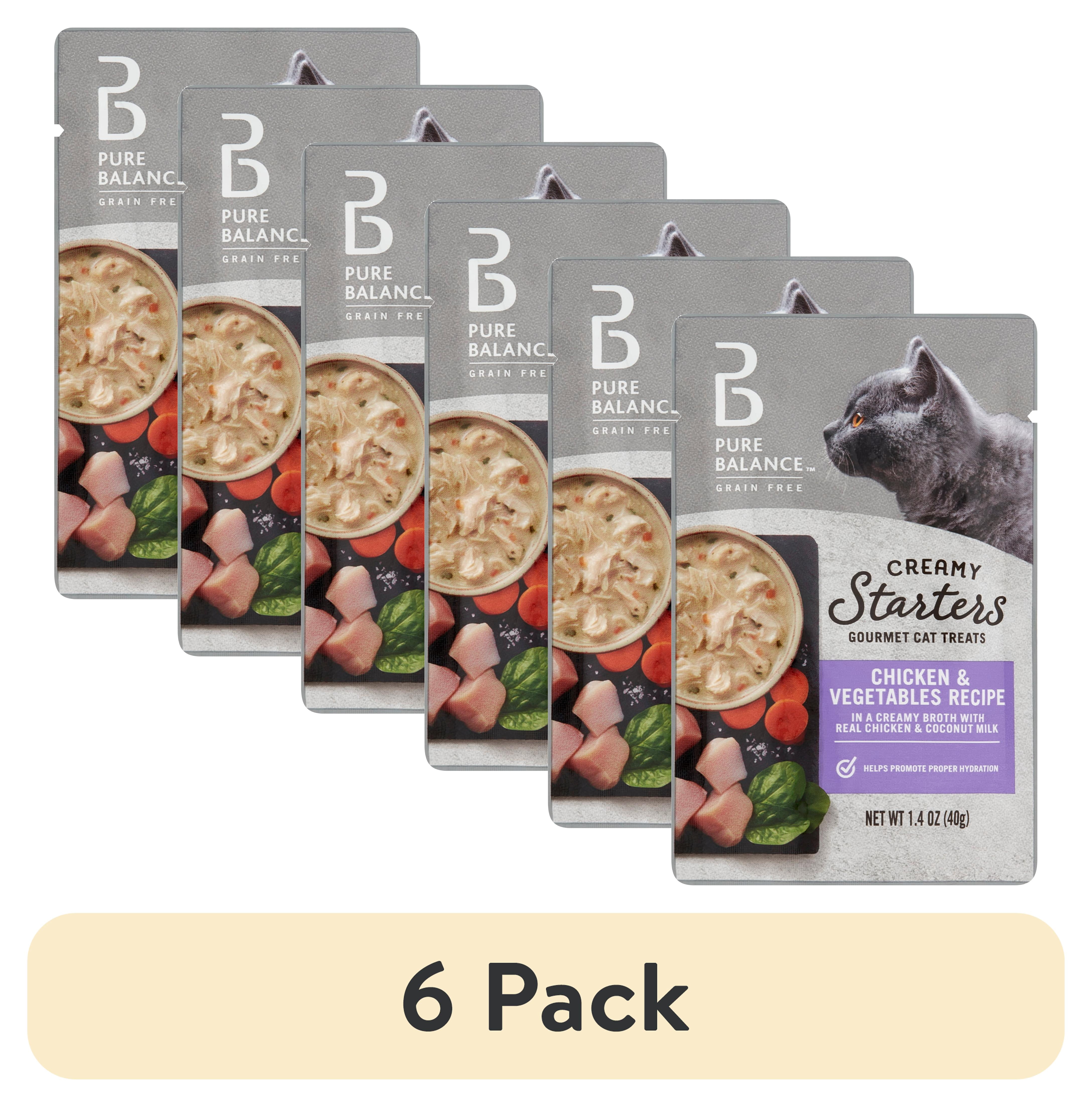 (6 pack) Pure Balance Gourmet Cat Treat Creamy Starters, Chicken & Vegetable Recipe, 1.4 oz