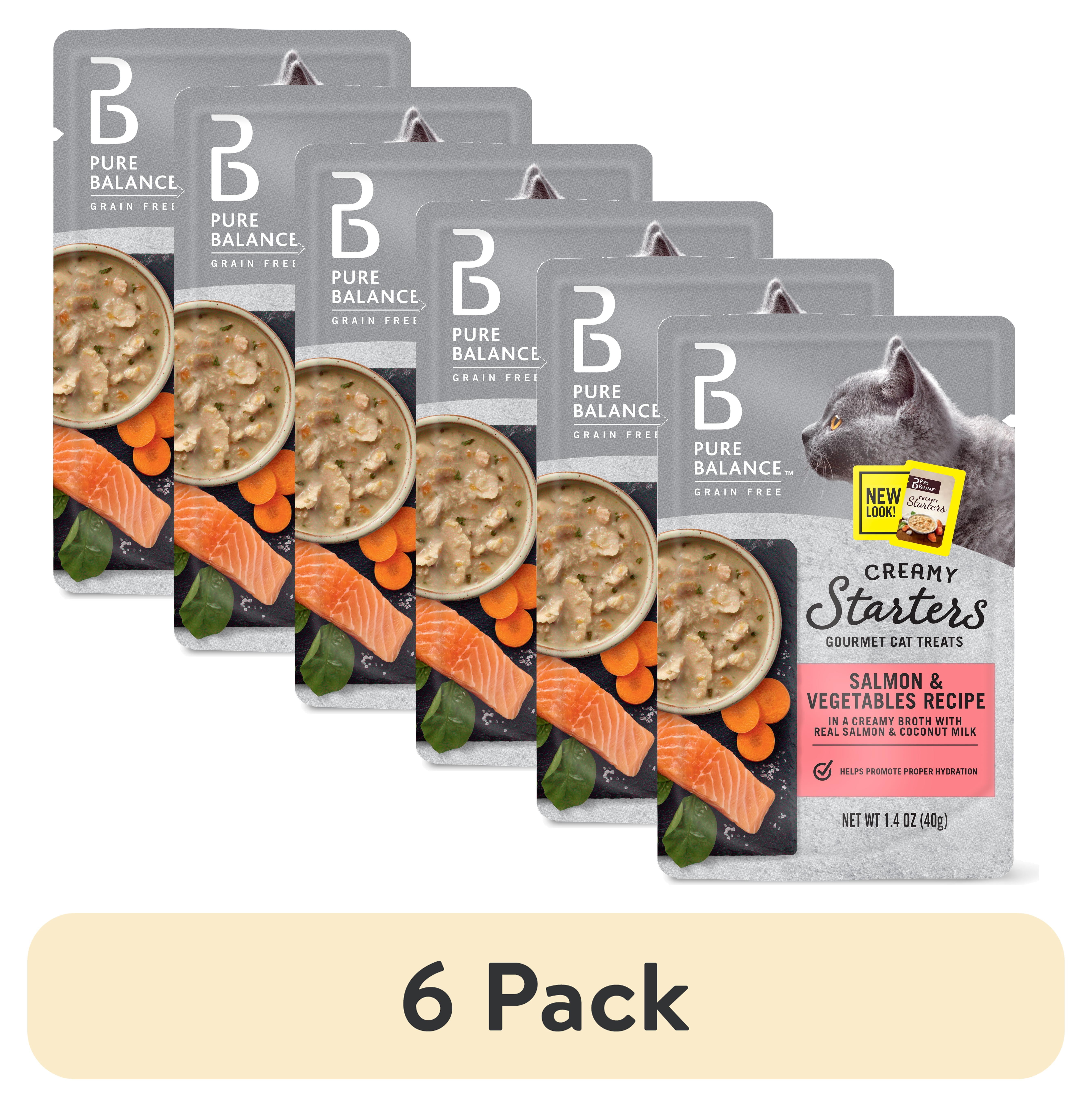 (6 pack) Pure Balance Gourmet Cat Treat Creamy Starters, Salmon & Vegetable Recipe, 1.4 oz