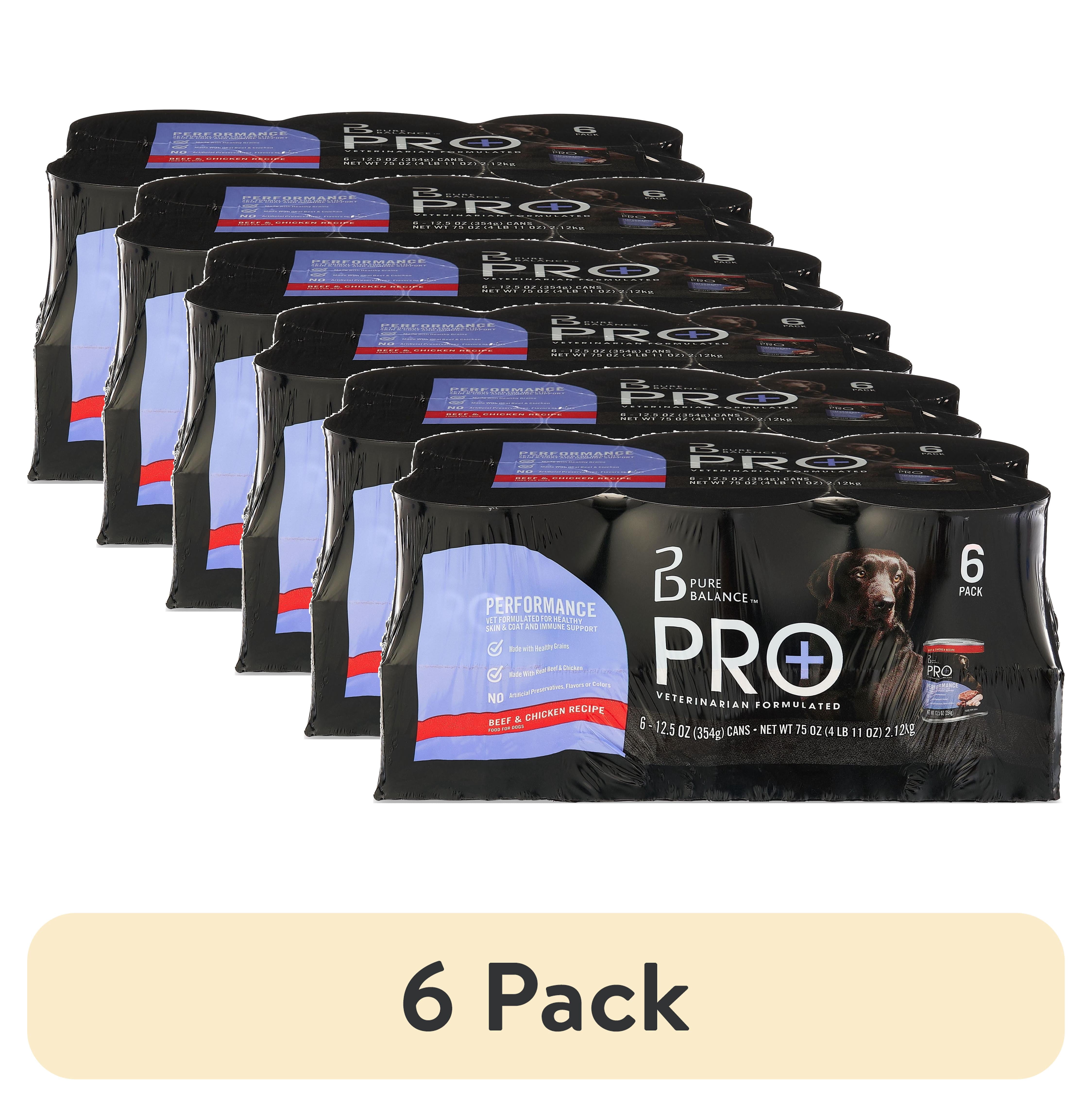 (6 pack) Pure Balance Pro+ Performance Beef & Chicken Recipe Wet Dog Food, 12.5 oz Cans, 6 Pack