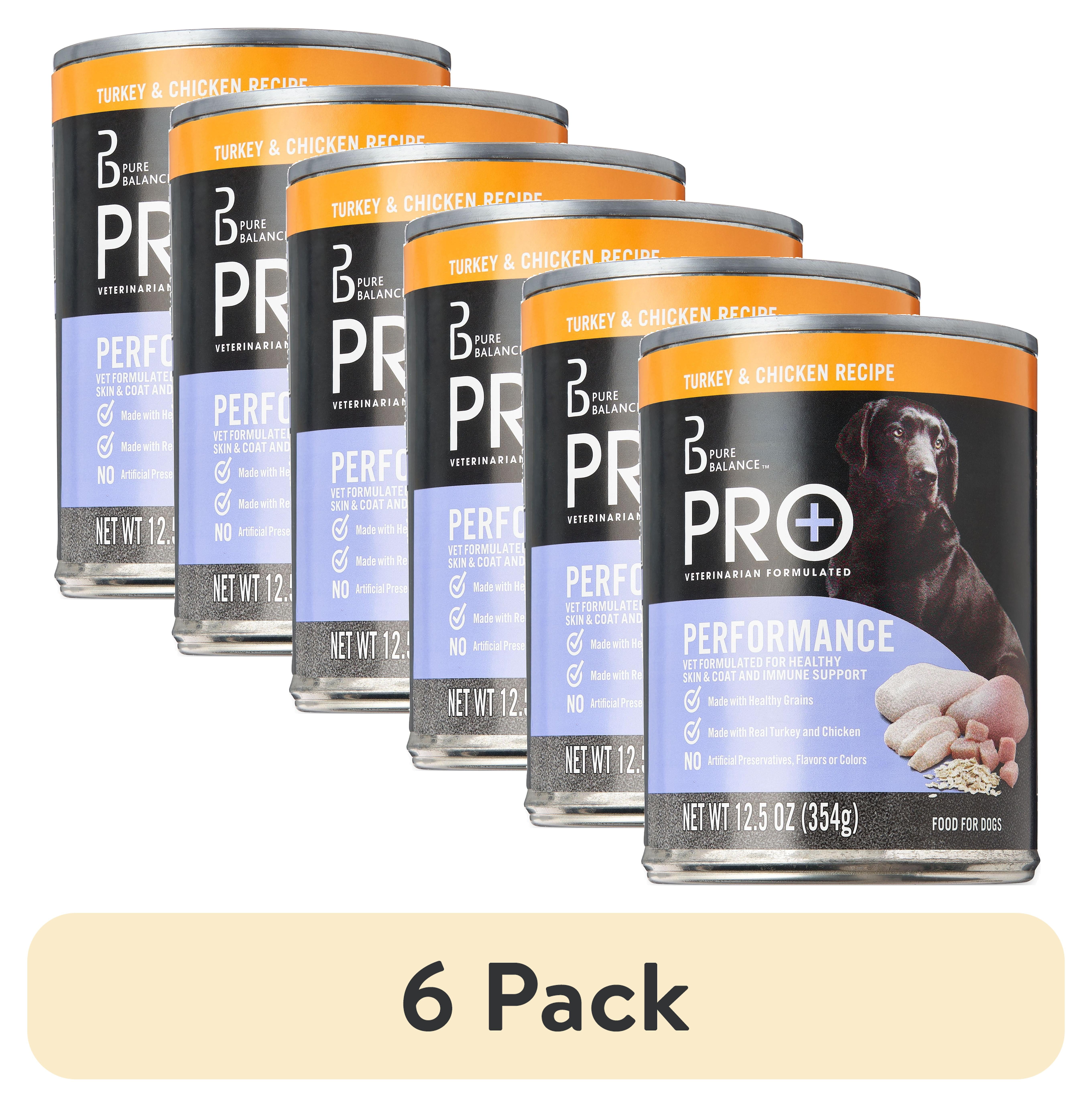 (6 pack) Pure Balance Pro+ Performance Turkey & Chicken Recipe Cuts in Gravy Wet Dog Food, 12.5 oz Can