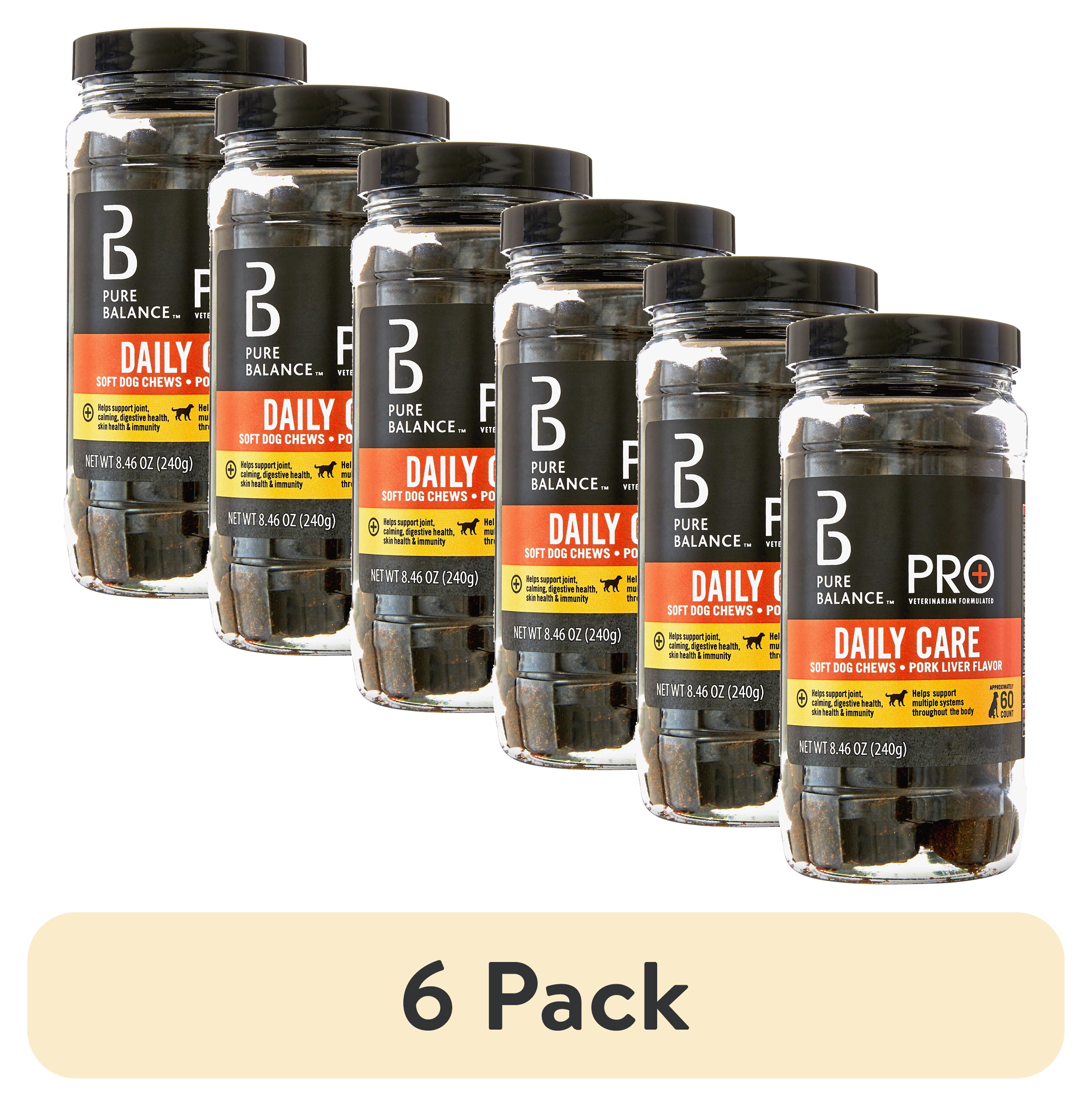 (6 pack) Pure Balance Pro+ Veterinarian Formulated Daily Care Multivitamin for Dogs, Pork Liver Flavor, 60 Count Soft Chews