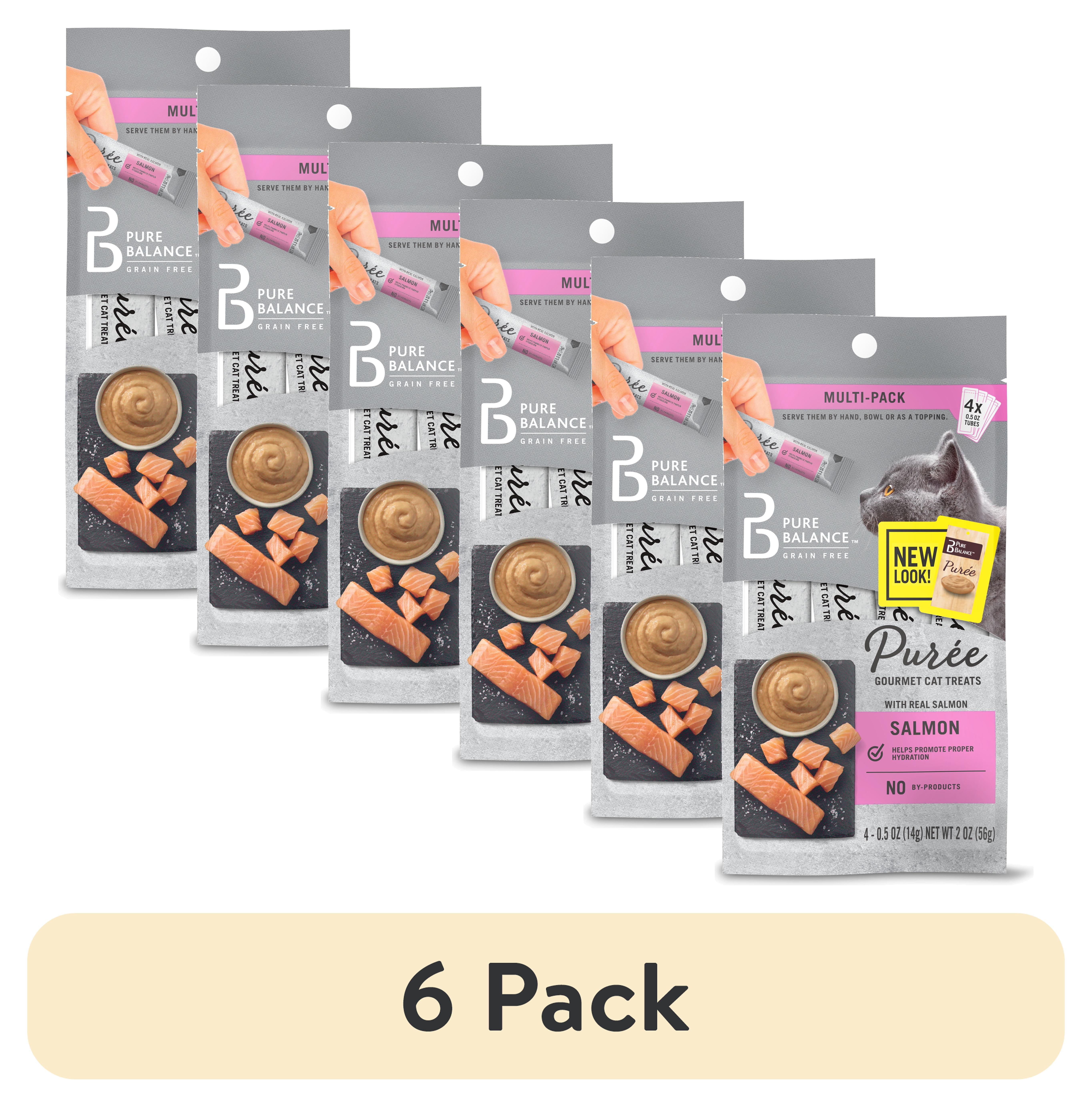 (6 pack) Pure Balance Salmon Puree Gourmet Cat Treats, 0.5 oz, 4 Count