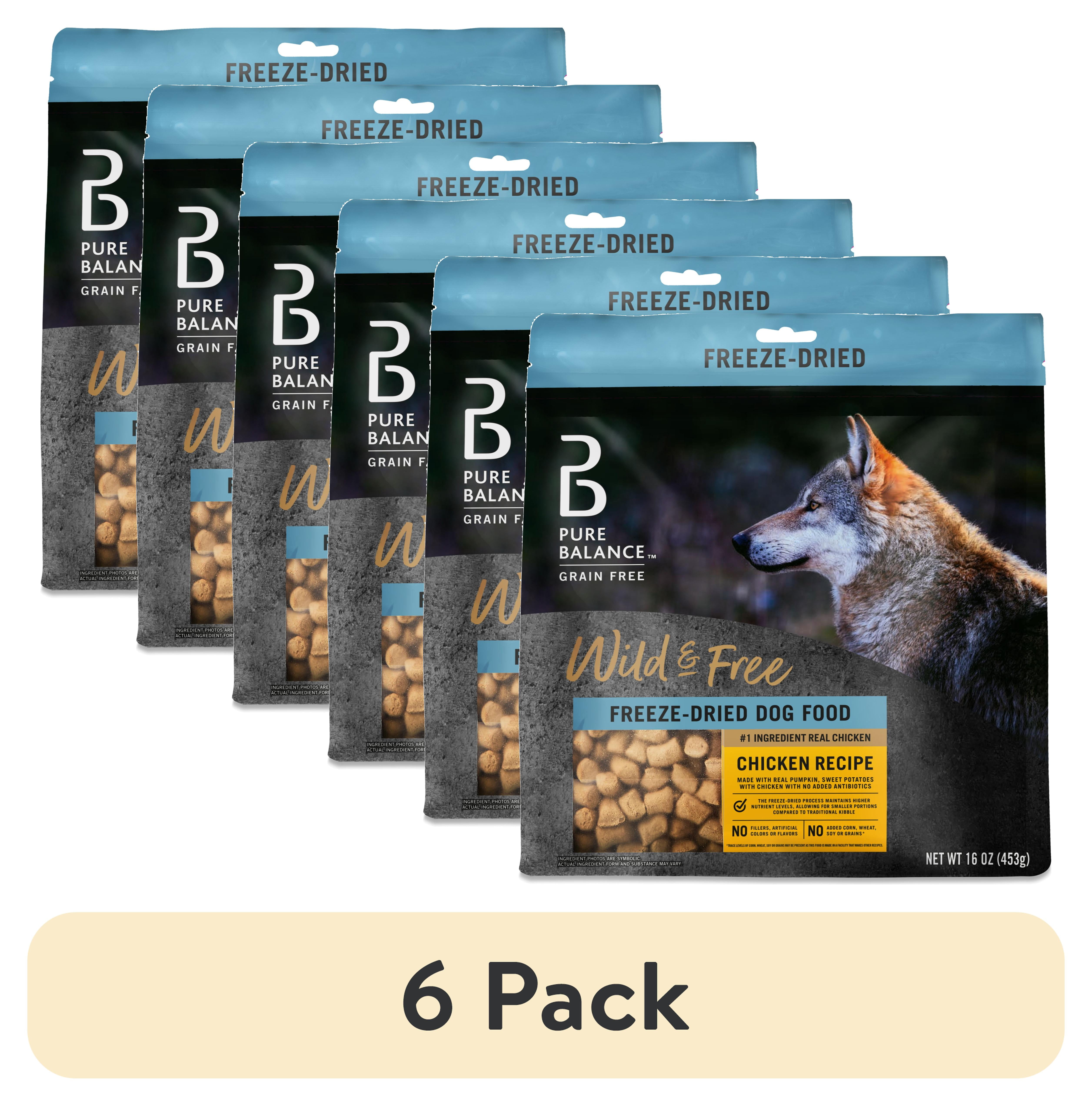 (6 pack) Pure Balance Wild & Free Freeze-Dried Dog Food, Chicken Recipe, 16 oz