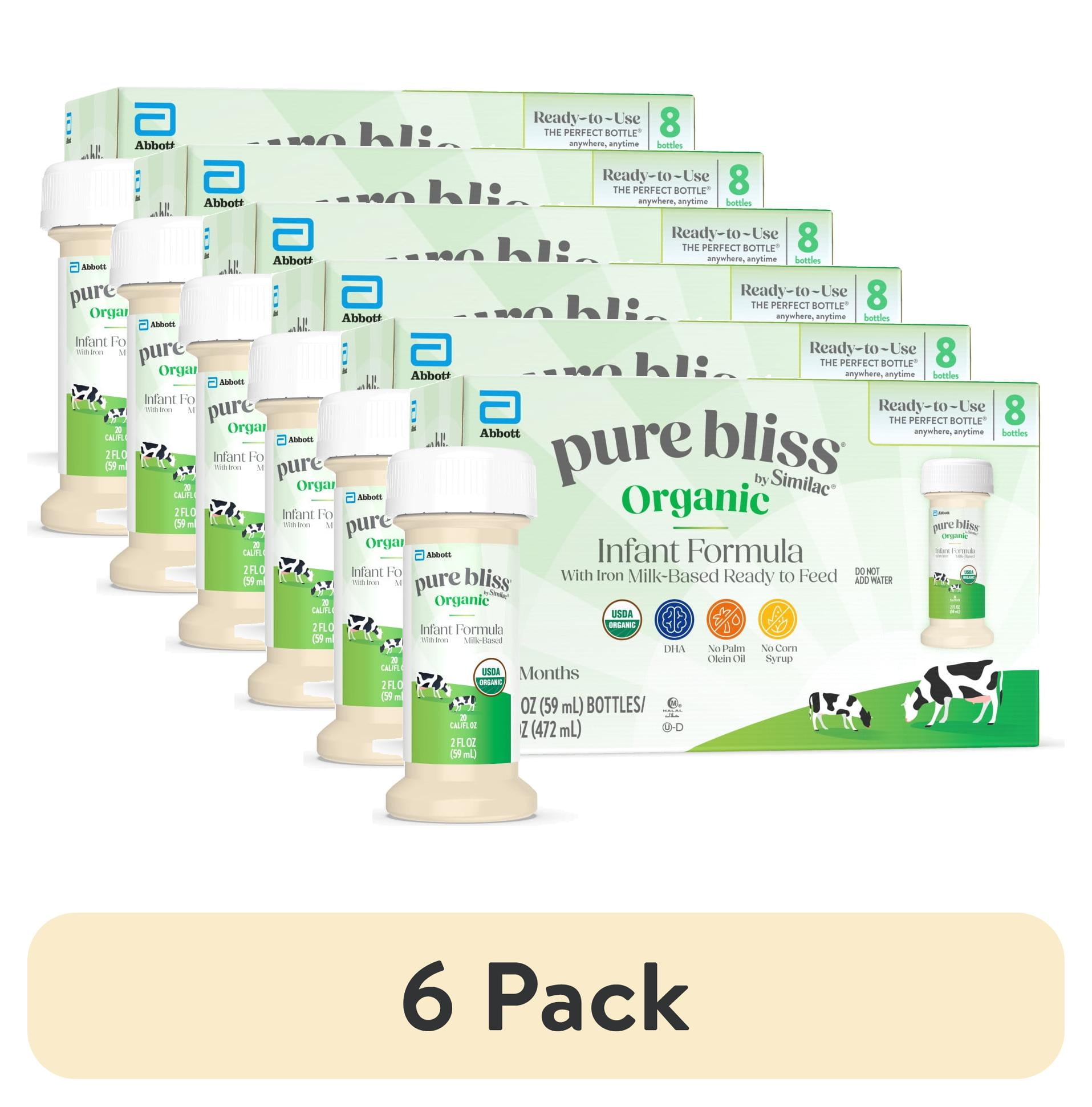 (6 pack) Pure Bliss by Similac Organic Ready-to-Feed Baby Formula, USDA-Certified Organic, 2-fl-oz Bottle, Pack of 8