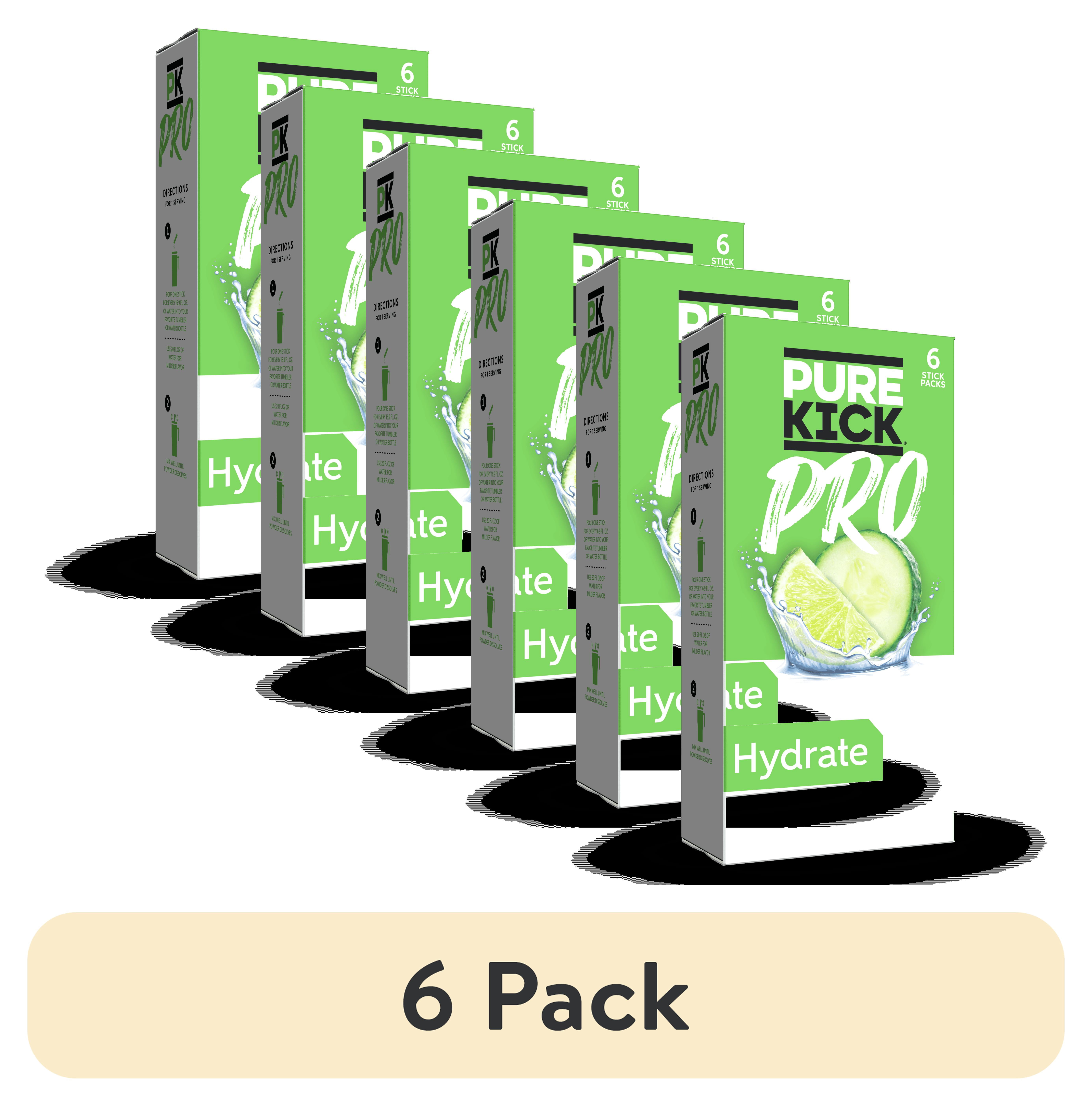(6 pack) Pure Kick Pro Cucumber Lime, Hydration Electrolyte Powdered Drink Mix, 6 Count Packets