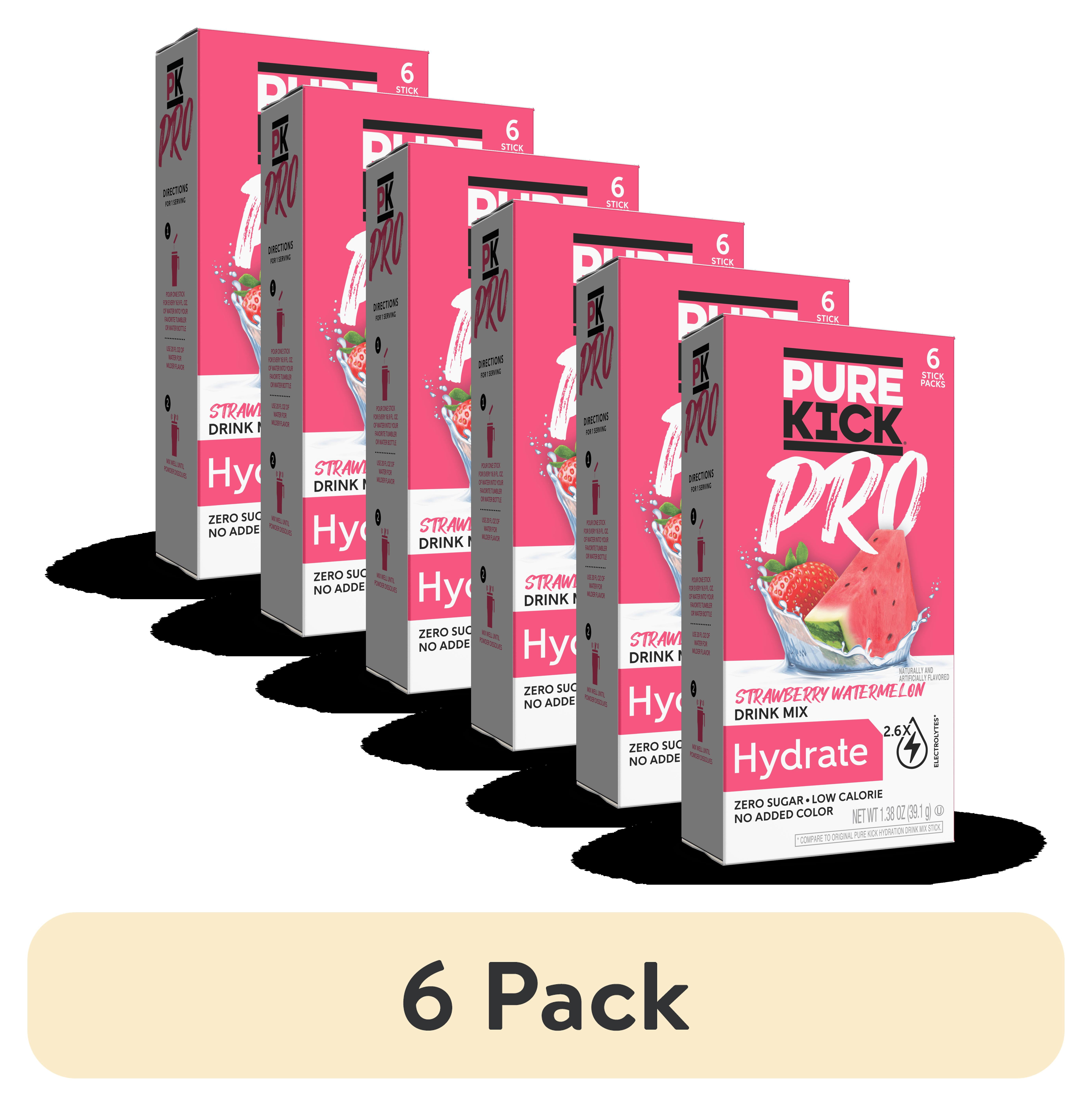 (6 pack) Pure Kick Pro Strawberry Watermelon, Hydration Electrolyte Powdered Drink Mix, 6 Count Packets