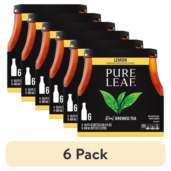 Leaf Tech (6 pack) Pure Leaf Lemon Black Iced Tea, Bottled Tea Drink, 16.9 fl oz ...