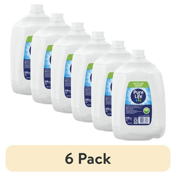 (6 pack) Pure Life Distilled Water, 1 gal, Single Plastic Jug