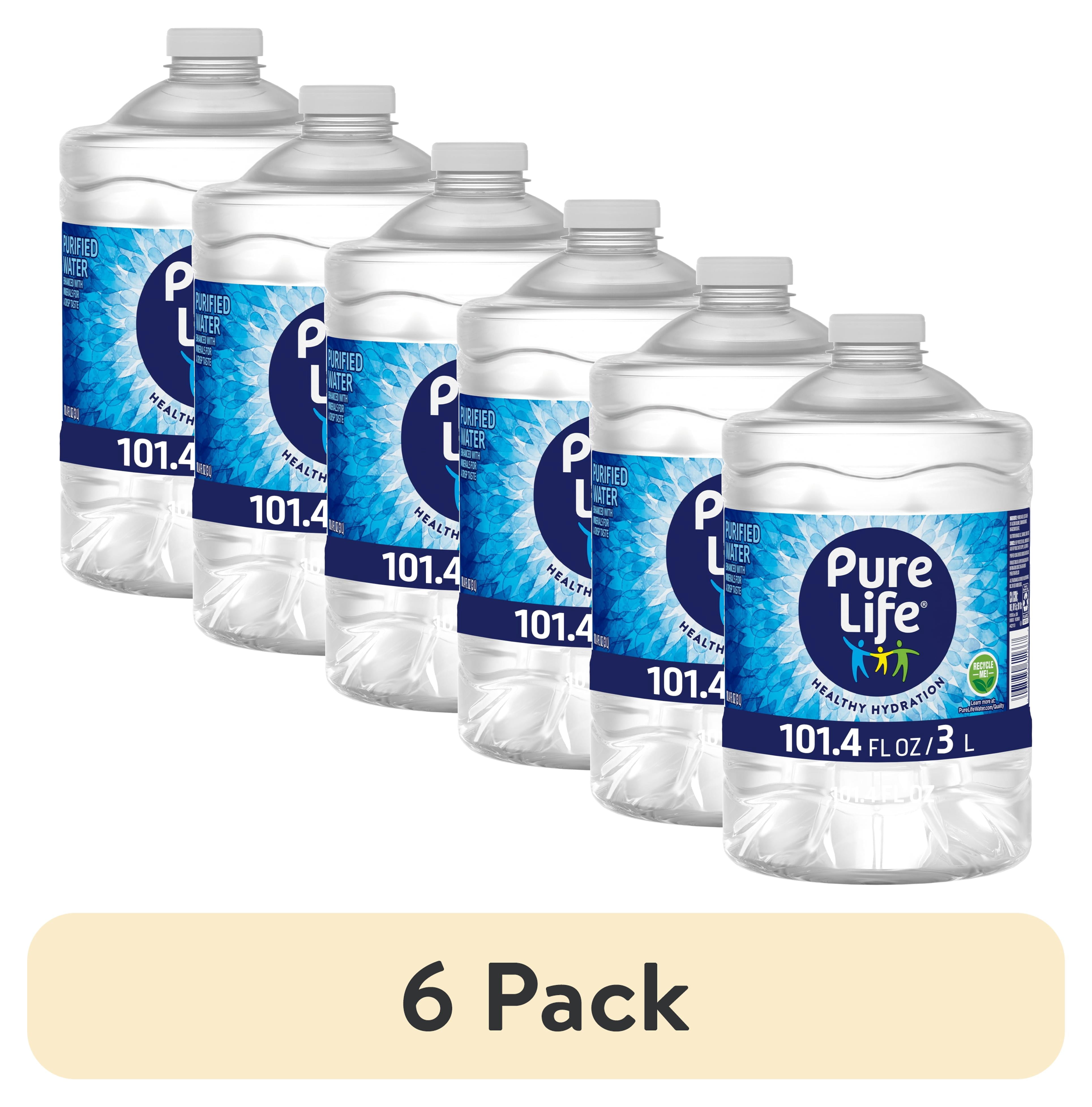 (6 pack) Pure Life Purified Water, 3 Liter, Single Plastic Jug