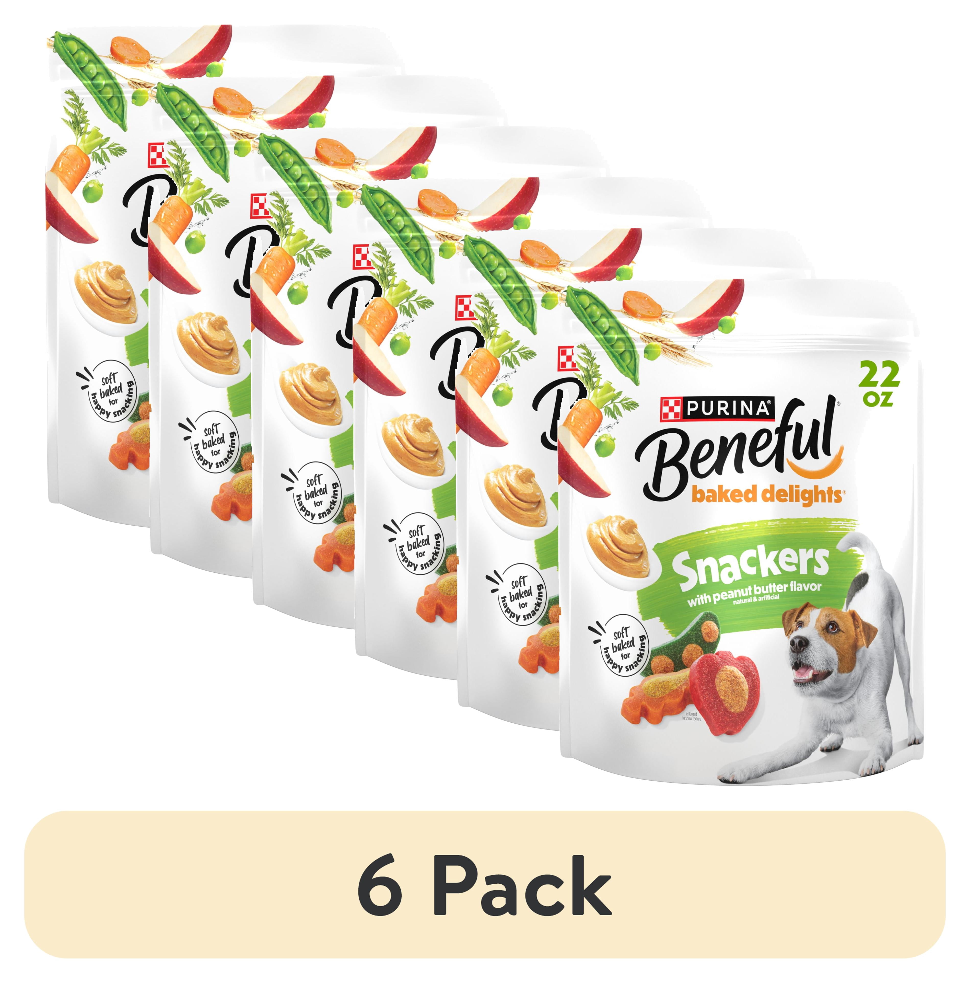 (6 pack) Purina Beneful Baked Delights Snackers with Peanut Butter Flavor Soft Baked Treats for Dogs, 22 oz.