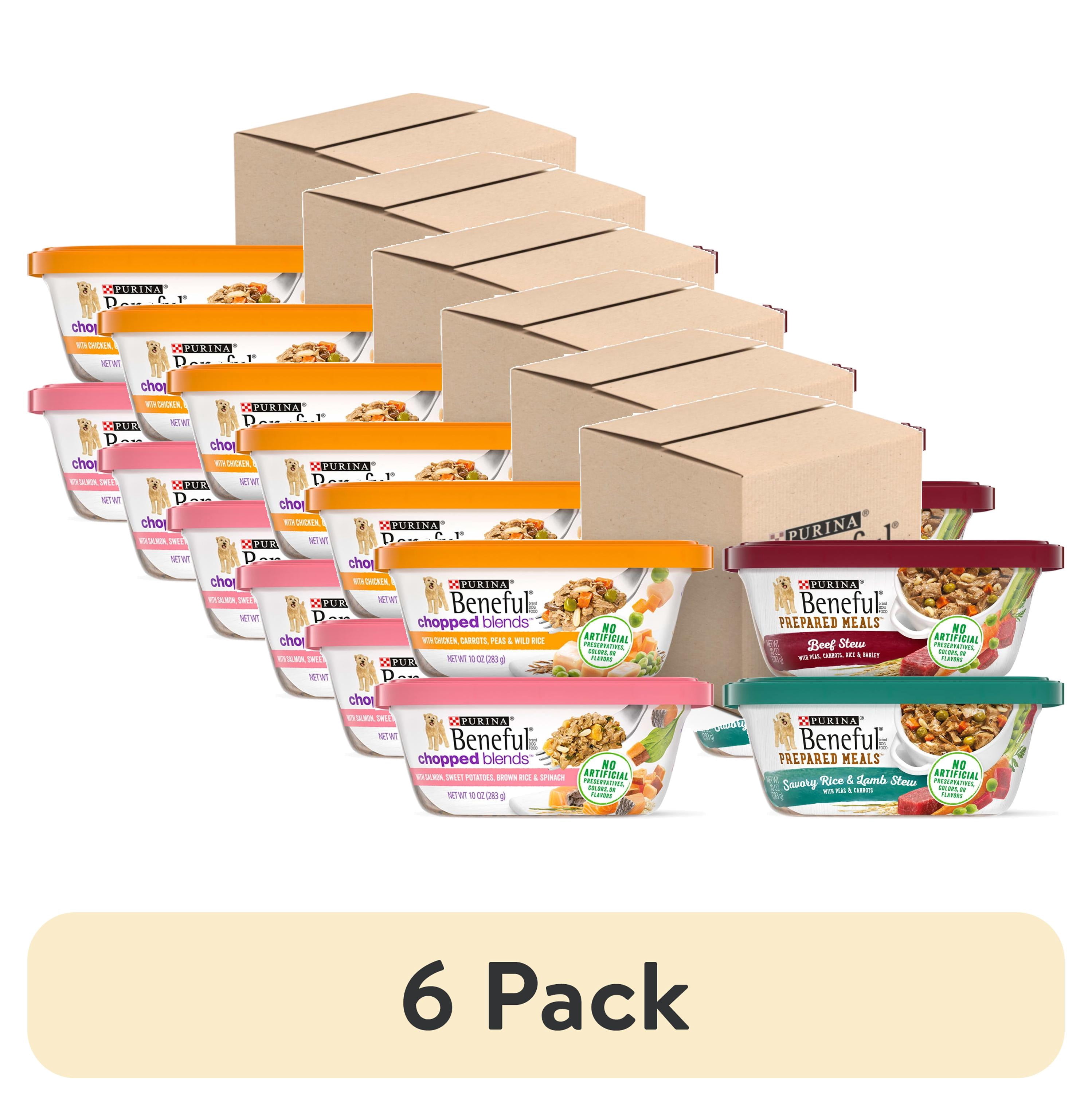 (6 pack) Purina Beneful Chopped Blends Wet Dog Food Soft Beef, Chicken, Salmon & Lamb, 10 oz Tubs