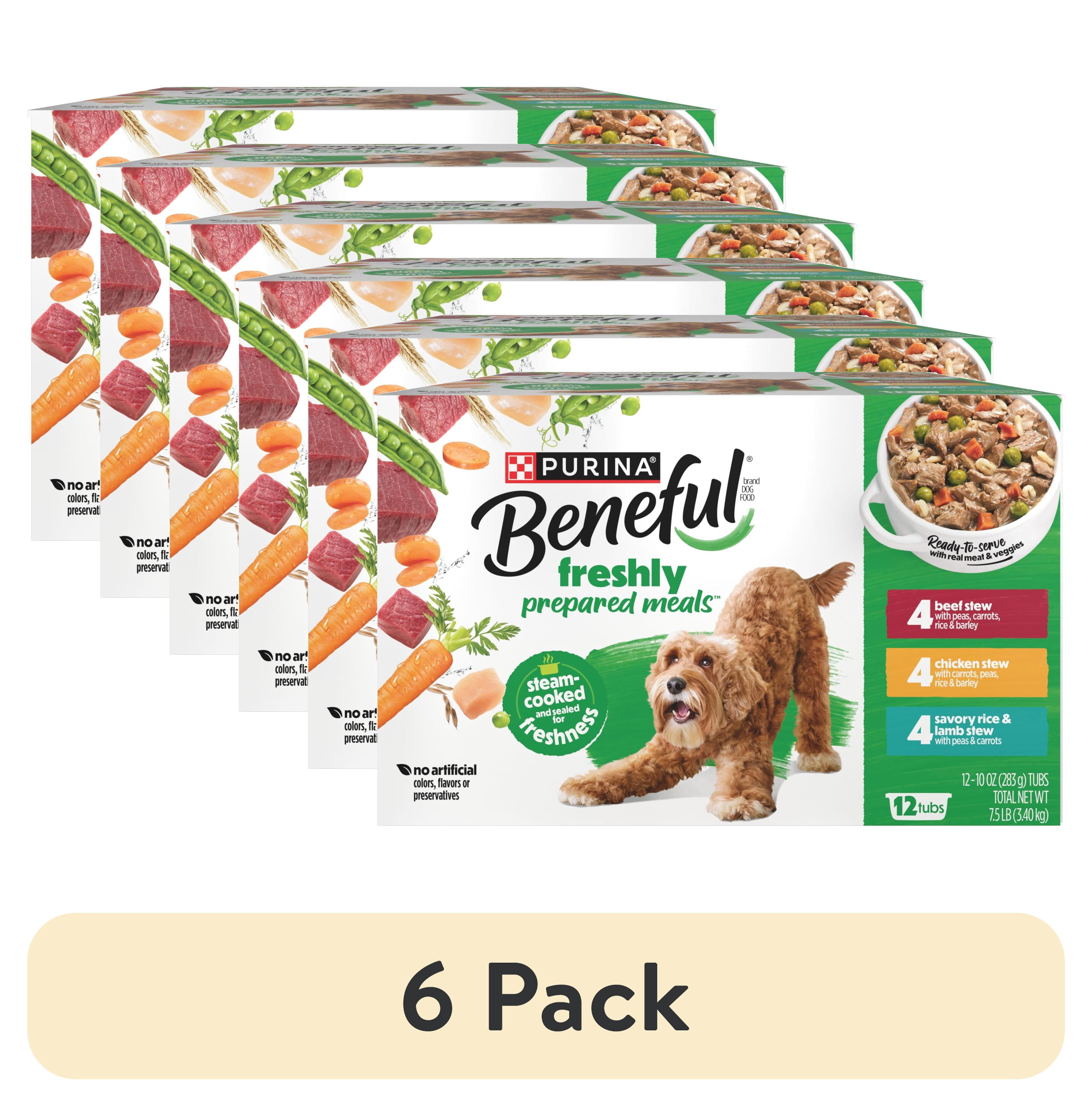 (6 pack) Purina Beneful Dog Food Freshly Prepared Meals Variety Pack Wet Dog Food with Gravy, 10 oz, 12 Pack