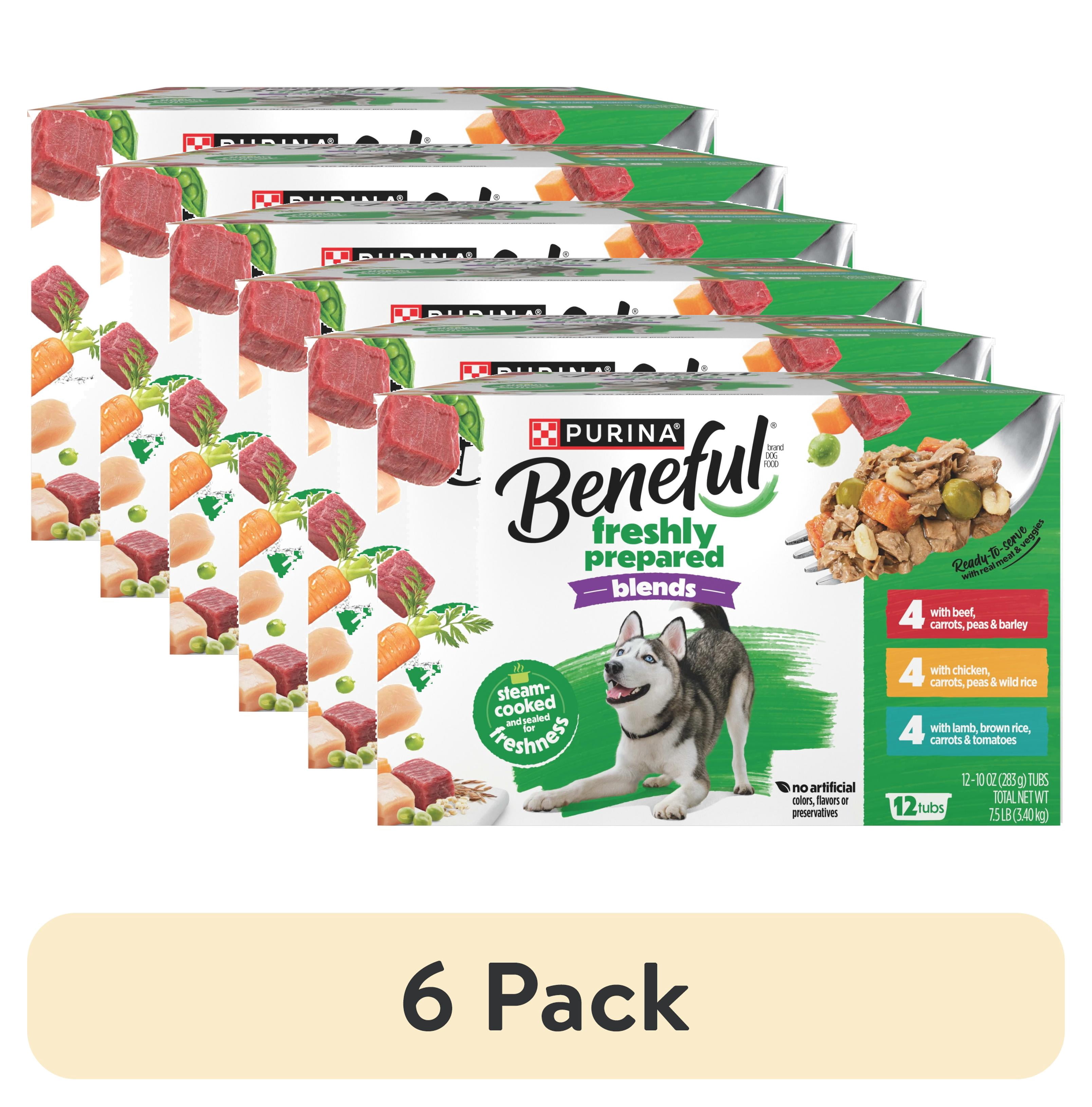 (6 pack) Purina Beneful Freshly Prepared Blends Wet Dog Food Variety Pack With Beef, Chicken, or Lamb Dog Food, 10 oz, 12 Pack