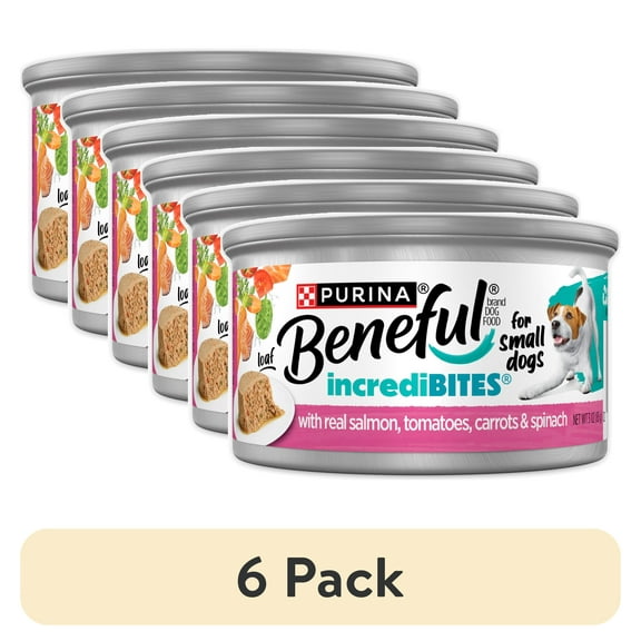 (6 pack) Purina Beneful Small Breed Wet Dog Food, IncrediBites Loaf With Real Salmon Recipe