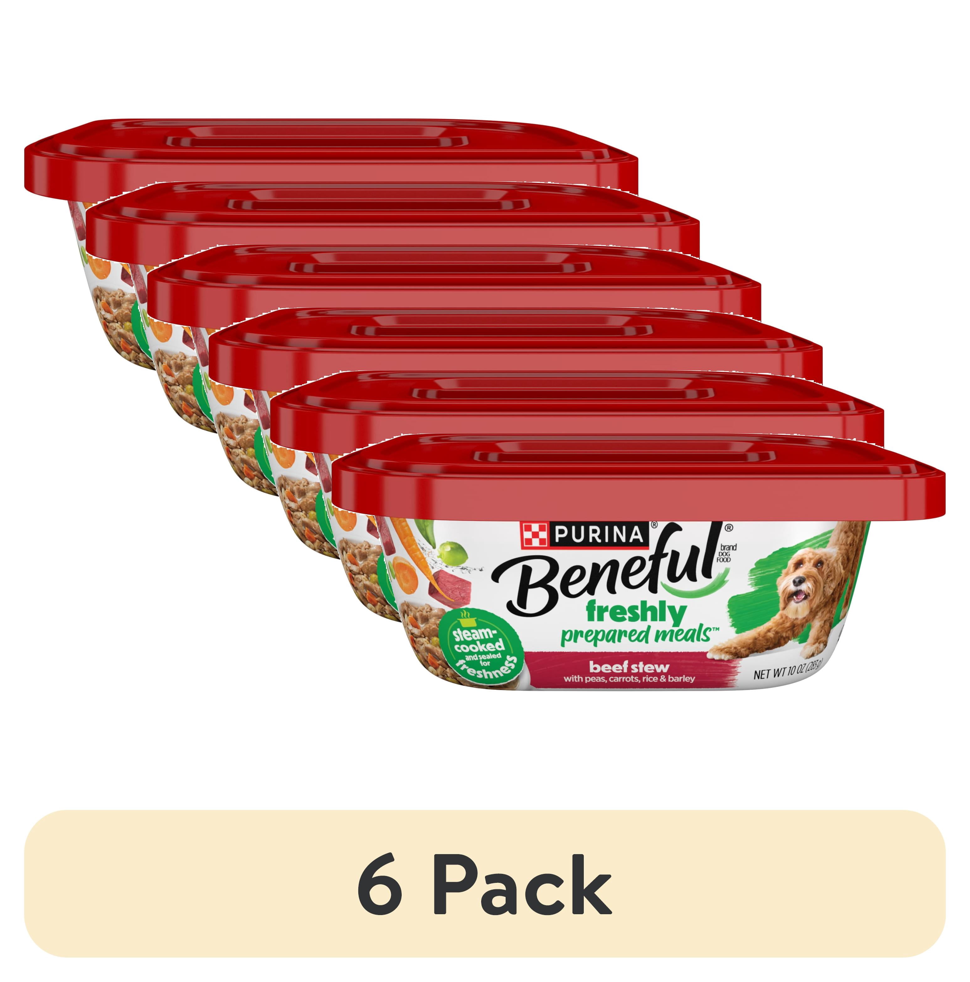 (6 pack) Purina Beneful Dog Food Freshly Prepared Meals, Dog Food Fresh, High Protein Wet Dog Food, Beef Stew, 10 oz.