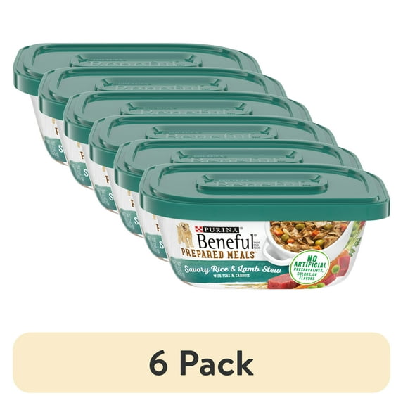 (6 pack) Purina Beneful Freshly Prepared Meals Wet Dog Food, Savory Rice and Lamb Stew with Carrots and Peas
