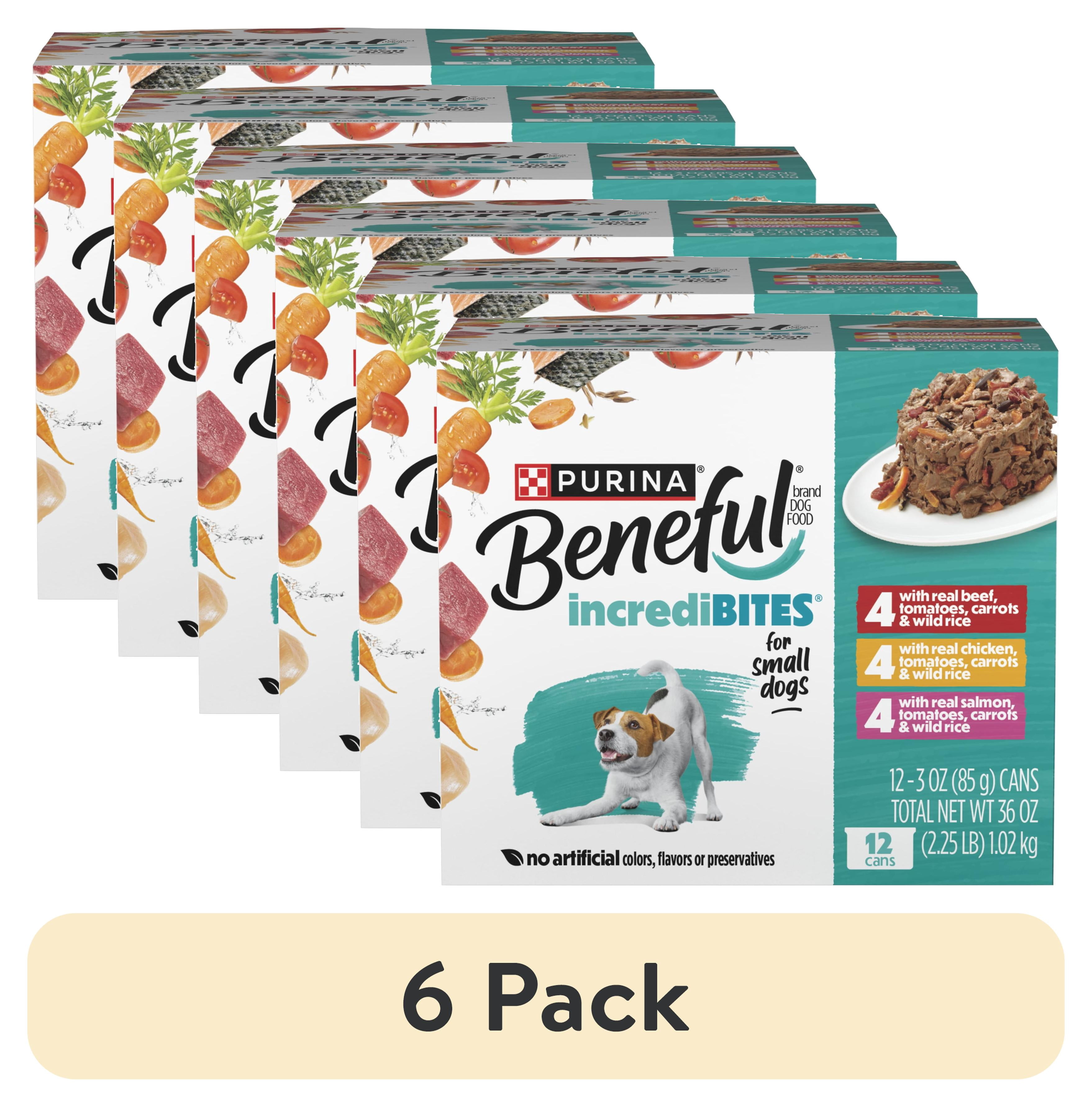 (6 pack) Purina Beneful Small Breed Wet Dog Food Variety Pack, IncrediBites With Real Beef, Chicken and Salmon, 3 oz.