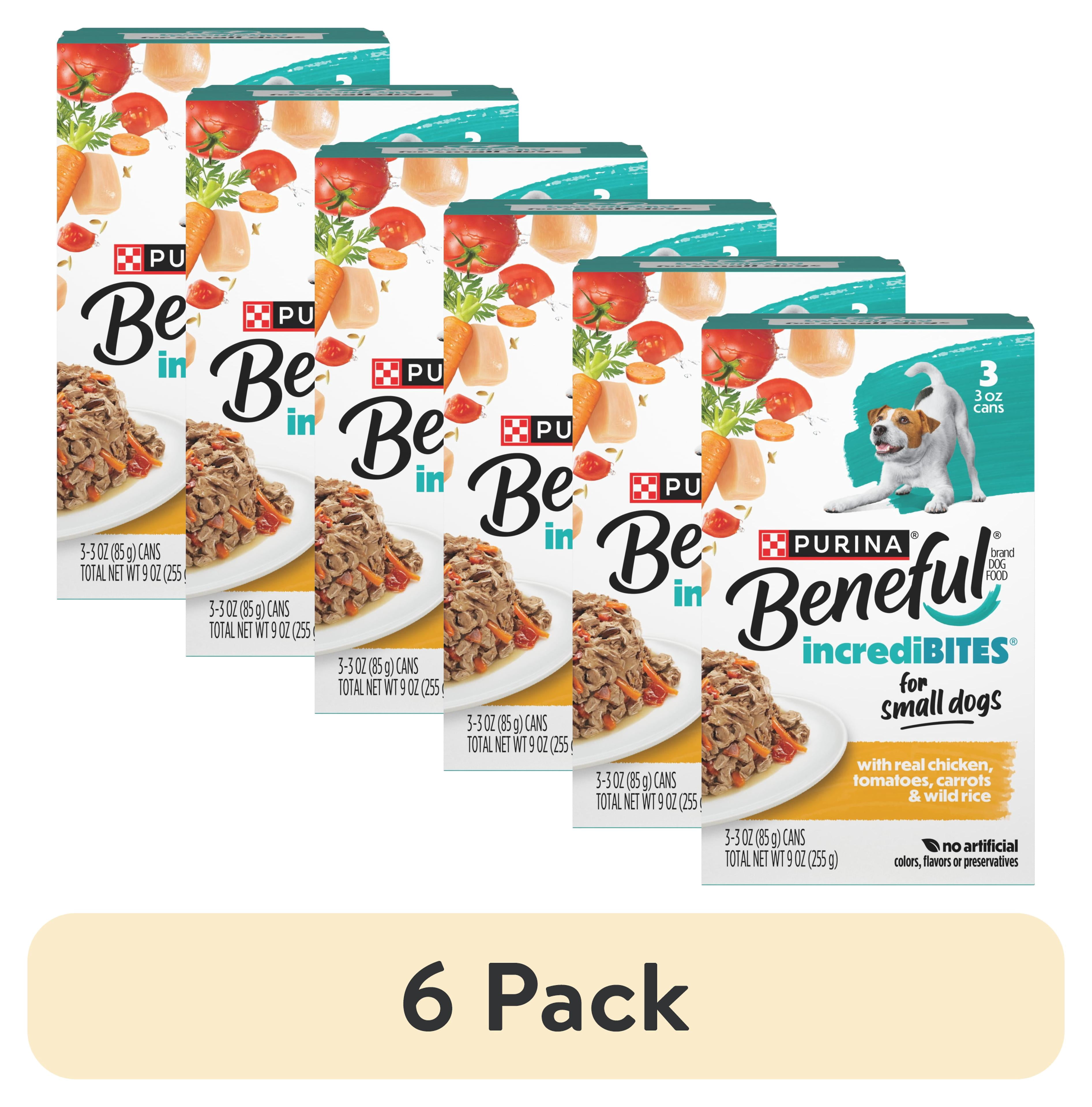 (6 pack) Purina Beneful Small Breed Wet Dog Food in Gravy, IncrediBites with Real Chicken, 3 oz Cans