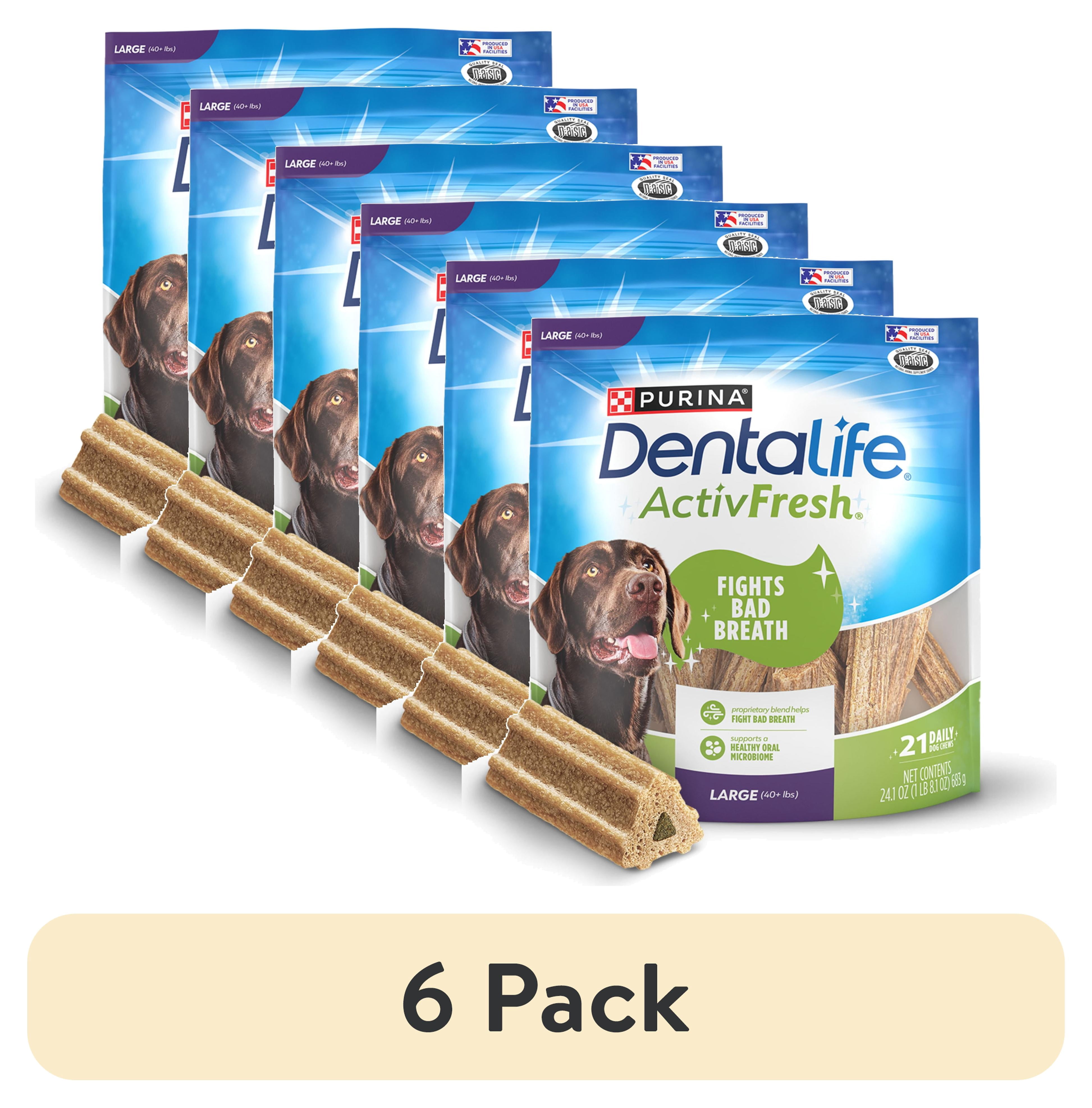 (6 pack) Purina DentaLife ActivFresh Chicken Flavor Large Breed Adult Dog Dental Chews – 24.1 oz Pouch (21 ct)