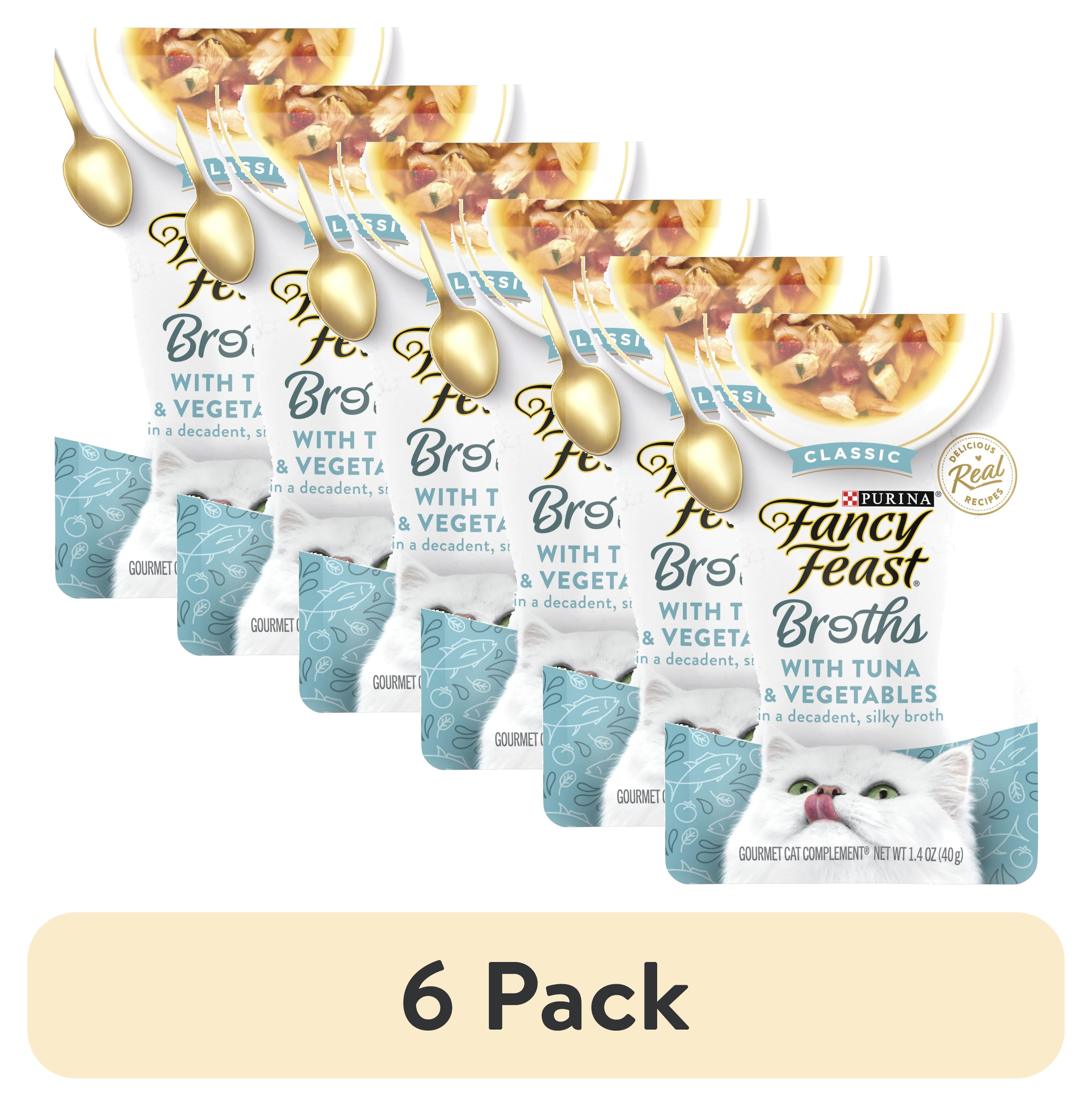 (6 pack) Purina Fancy Feast Broths, Wet Cat Food, Tuna & Vegetables, 1.4 oz Pouch