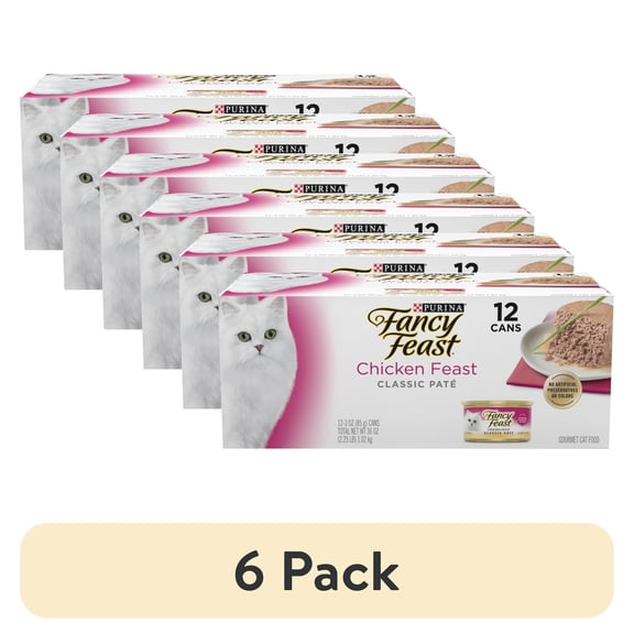 (6 pack) Purina Fancy Feast Chicken Feast Pate Wet Cat Food, 3 oz Cans (12 Pack)