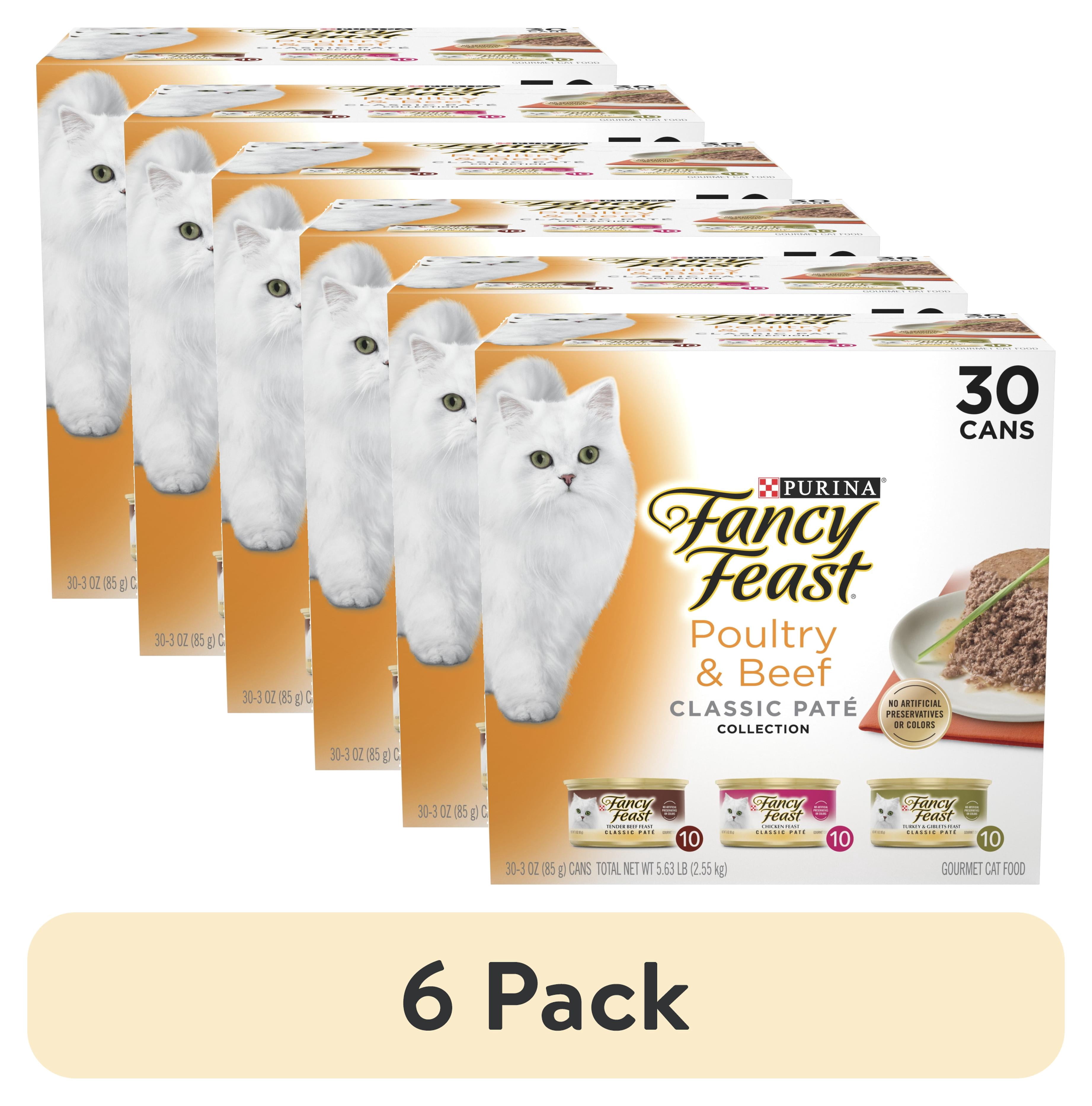 (6 pack) Purina Fancy Feast Classic Collection Pate Wet Cat Food, Poultry & Beef, 3 oz Cans (30 Pack)