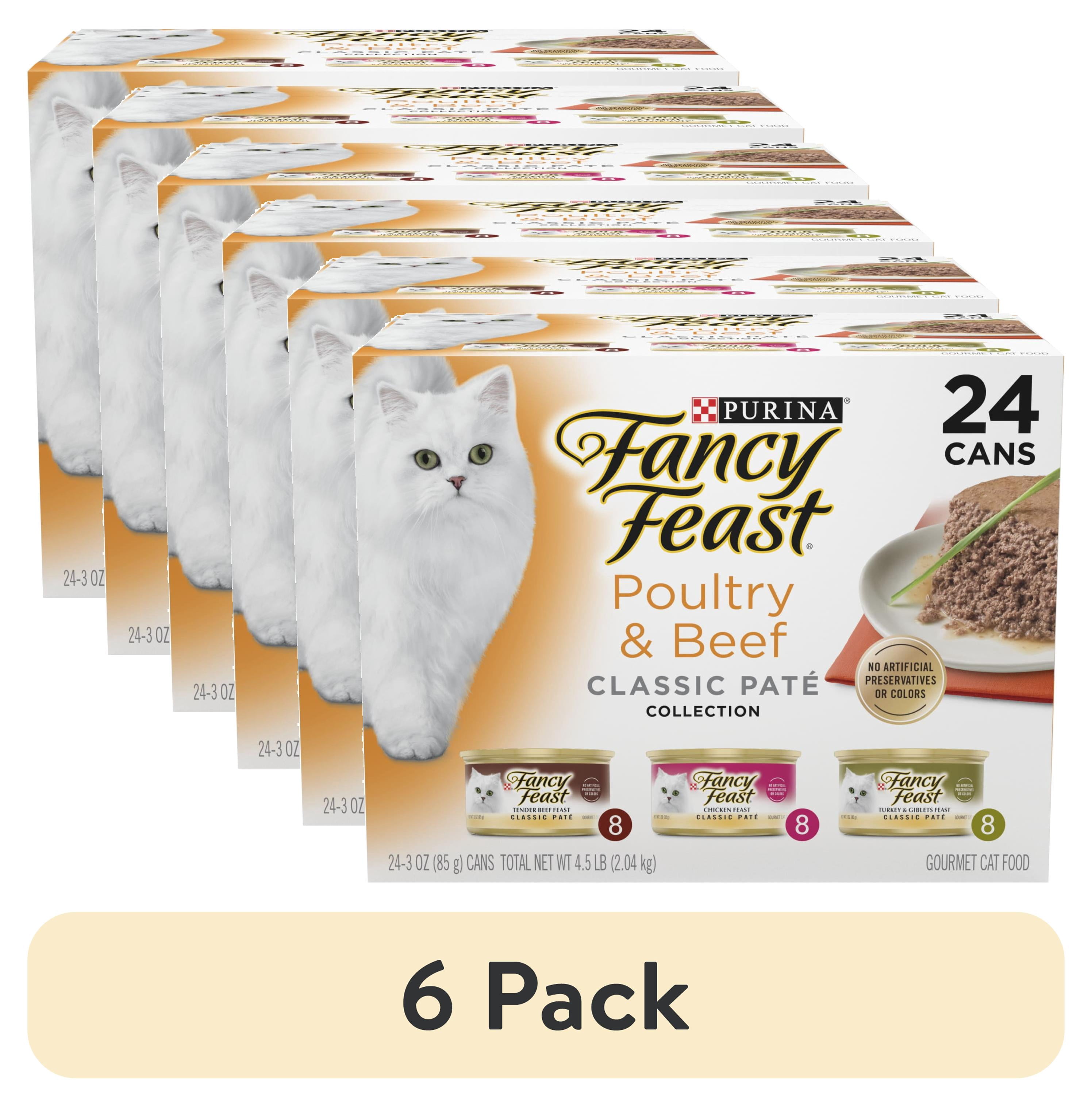 (6 pack) Purina Fancy Feast Poultry & Beef Classic Pate Collection Wet Cat Food Variety Pack, 3 oz Cans (24 Pack)