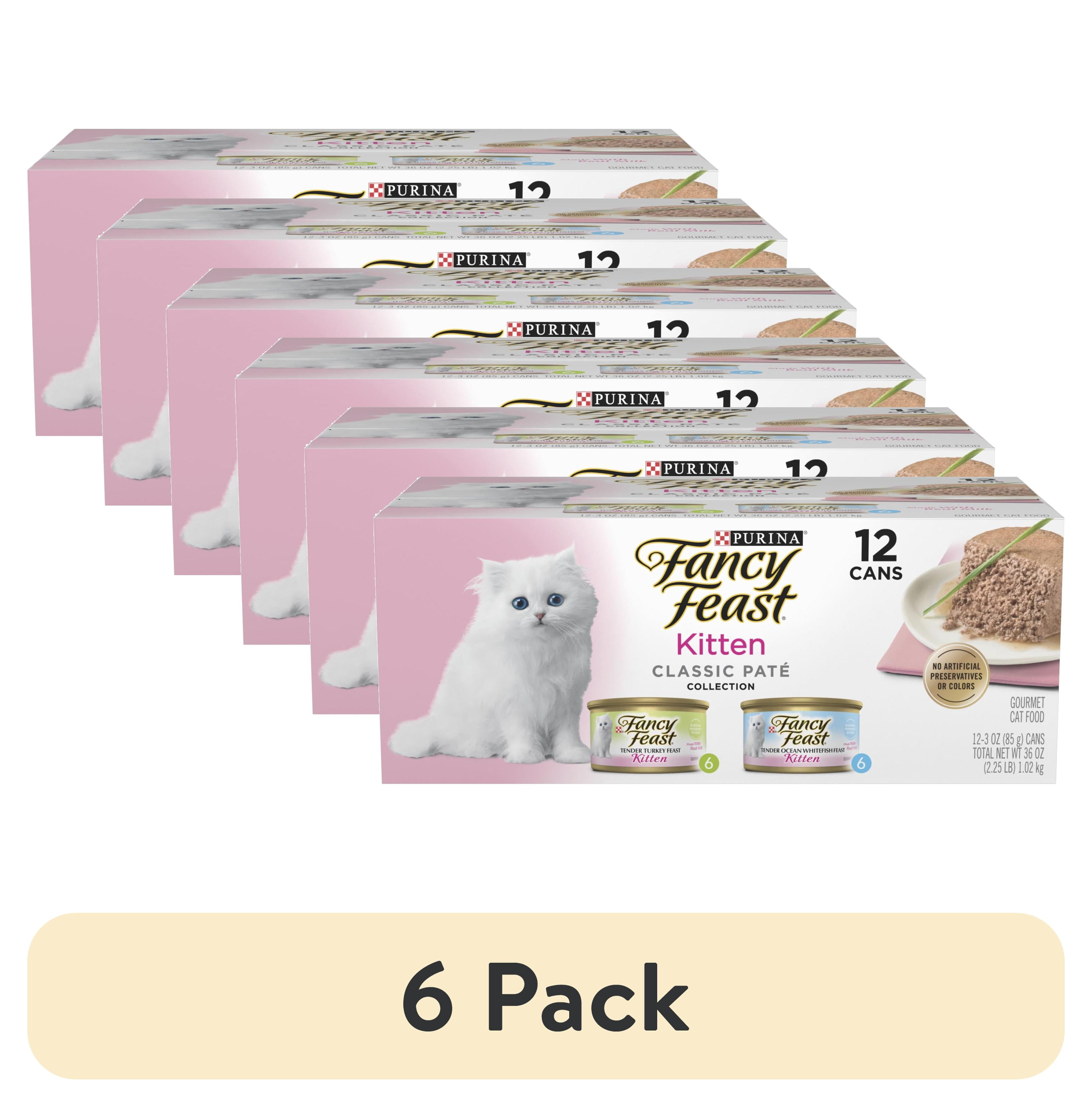 (6 pack) Purina Fancy Feast Classic Pate Kitten Food, Wet Cat Food, Salmon Primavera, 3 oz Cans (12 Pack)