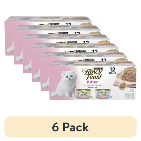 (6 pack) Purina Fancy Feast Classic Pate Kitten Food, Wet Cat Food, Salmon Primavera, 3 oz Cans (12 Pack)