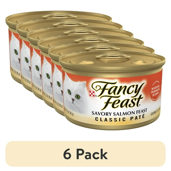 (6 pack) Purina Fancy Feast Classic Pate Kitten Food, Wet Cat Food, Savory Salmon Feast, 3 oz Can