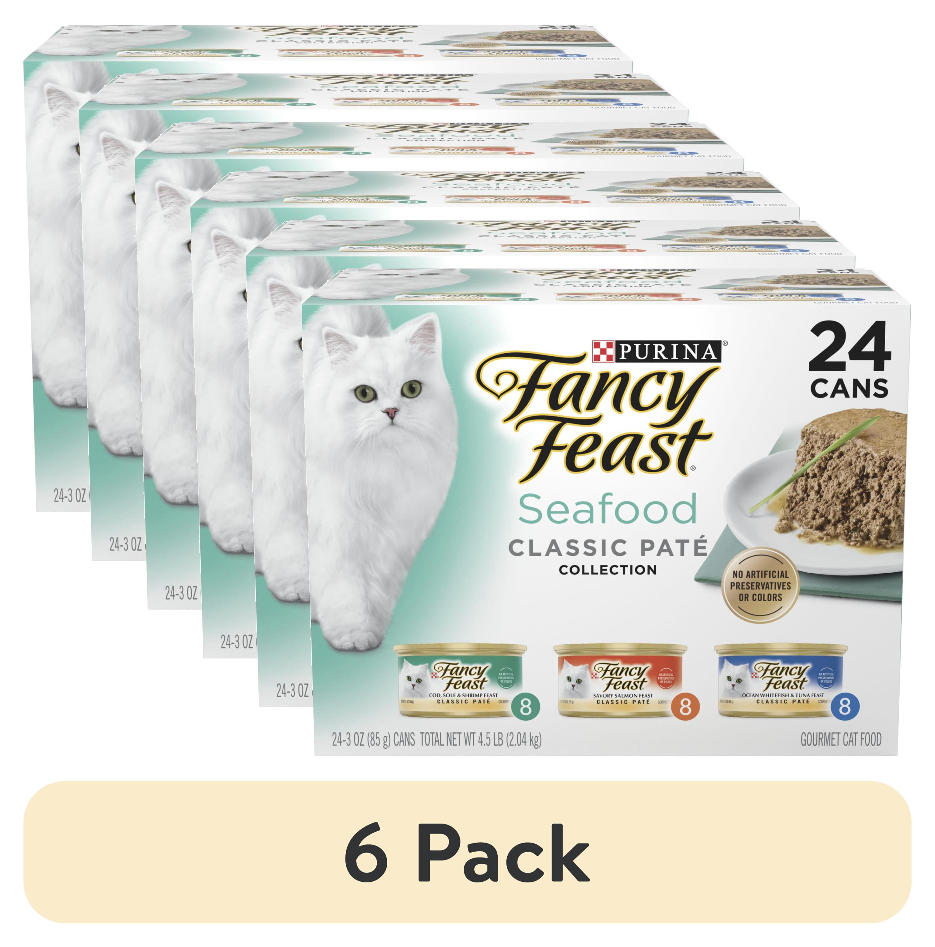 (6 pack) Purina Fancy Feast Seafood Classic Pate Collection Wet Cat Food Variety Pack, 3 oz Cans (24 Pack)