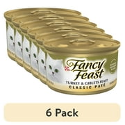 6 pack Purina Fancy Feast Pate Turkey and Giblets Feast Classic Grain Free Wet Cat Food Pate, 3 oz Can