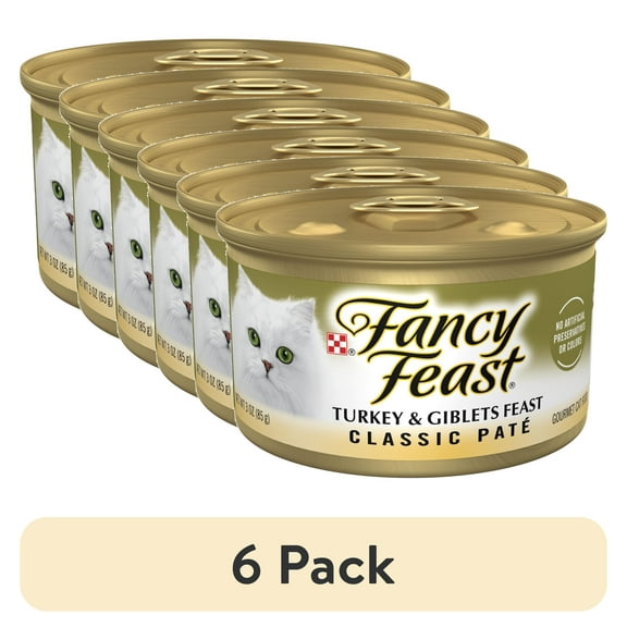 (6 pack) Purina Fancy Feast Classic Pate Kitten Food, Wet Cat Food, Turkey & Giblets Feast, 3 oz Can