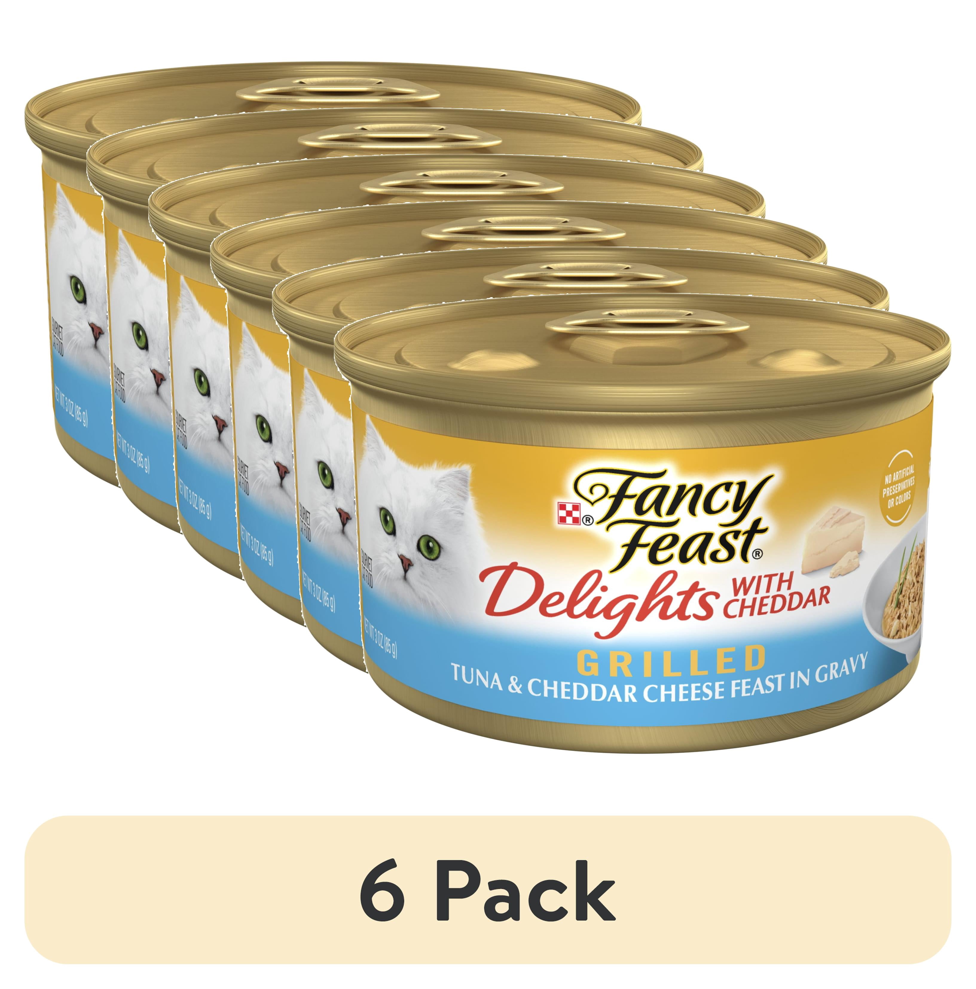 (6 pack) Purina Fancy Feast Delights with Cheddar Wet Cat Food, Grilled Tuna & Cheddar, 3 oz Can