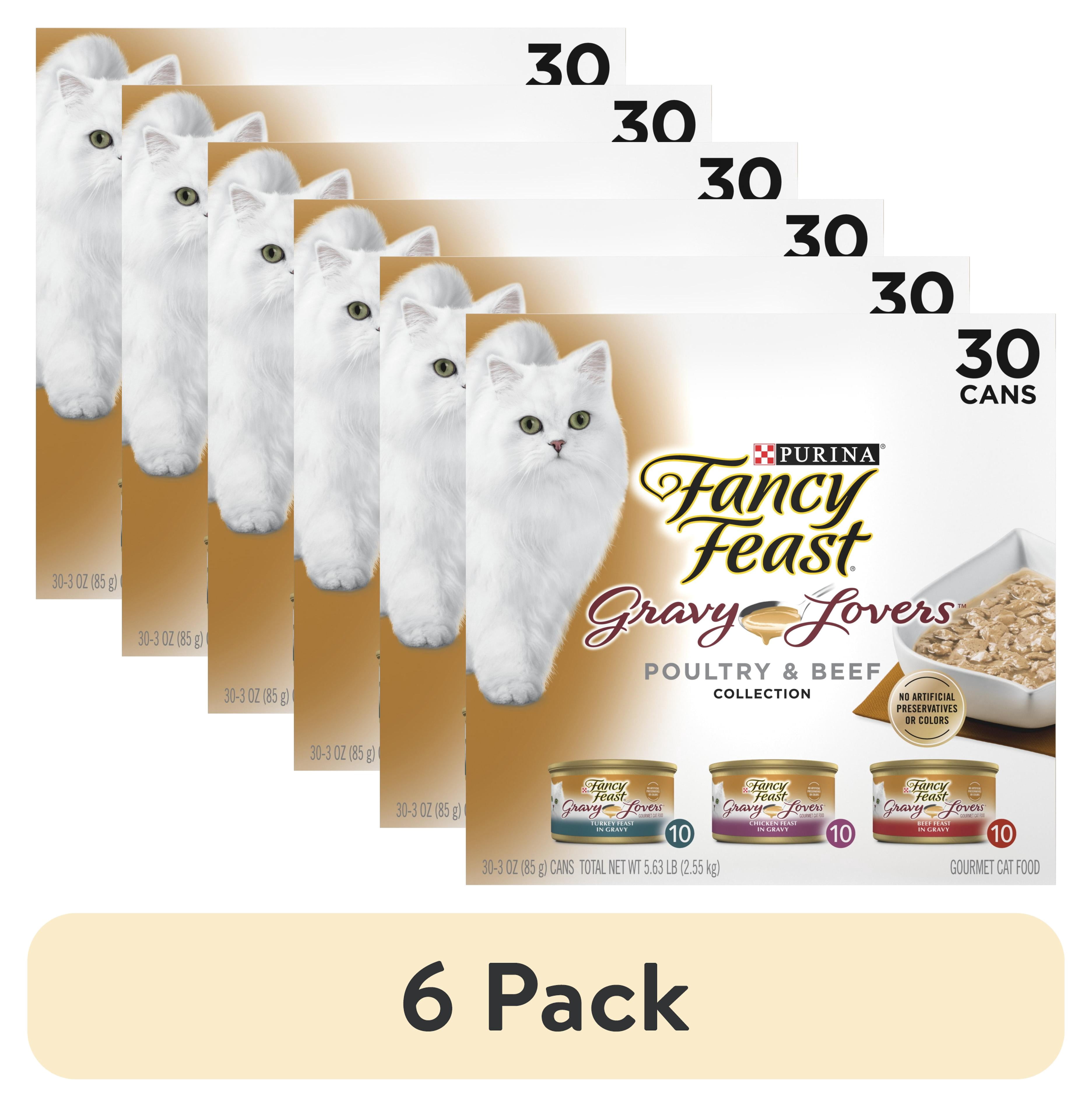 (6 pack) Purina Fancy Feast Gravy Lovers Poultry & Beef in Gravy Wet Cat Food Variety Pack, 3 oz Cans (30 Pack)