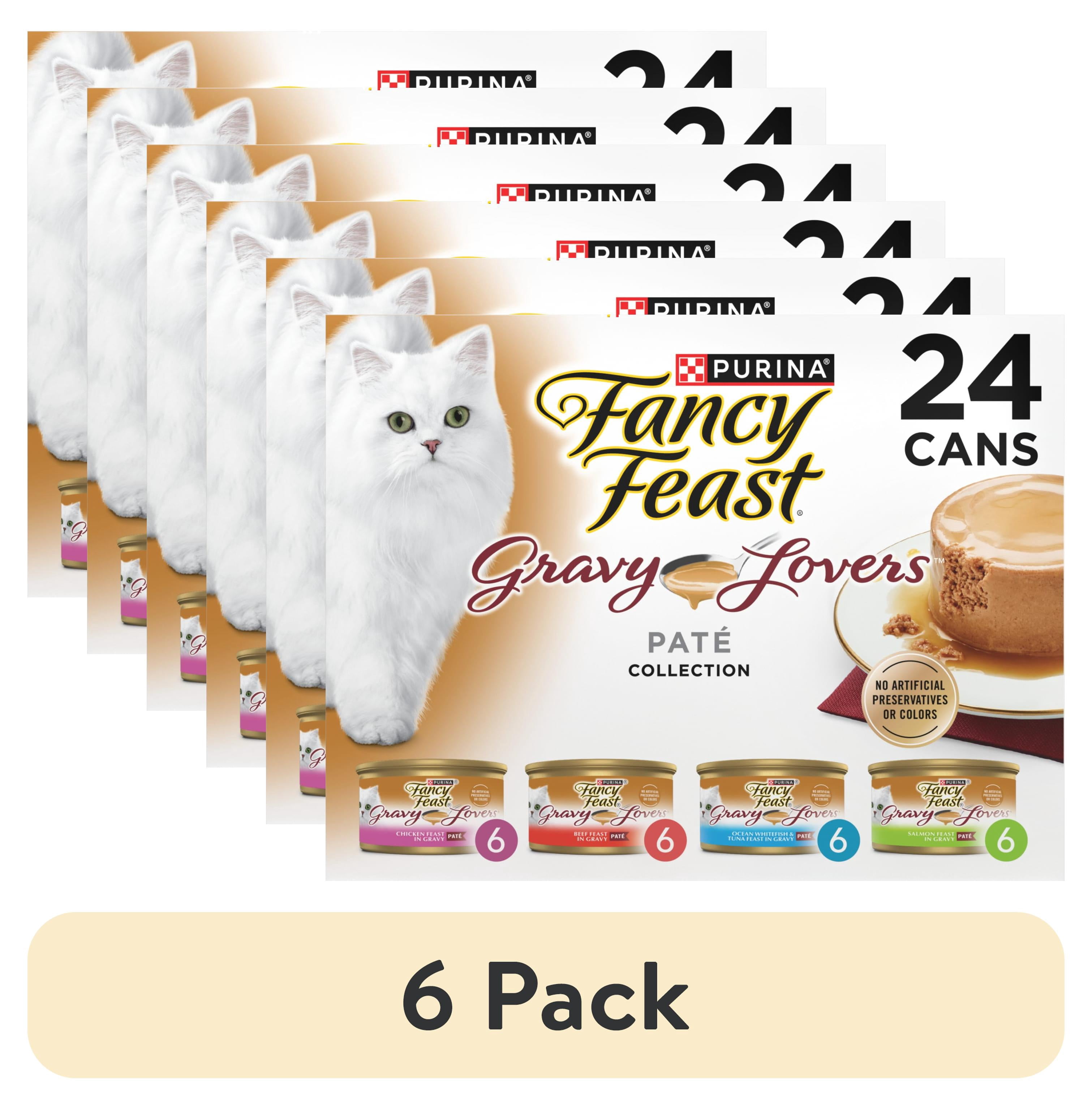 (6 pack) Purina Fancy Feast Gravy Lovers Pate Collection Wet Cat Food Variety Pack, 3 oz Cans (24 Pack)