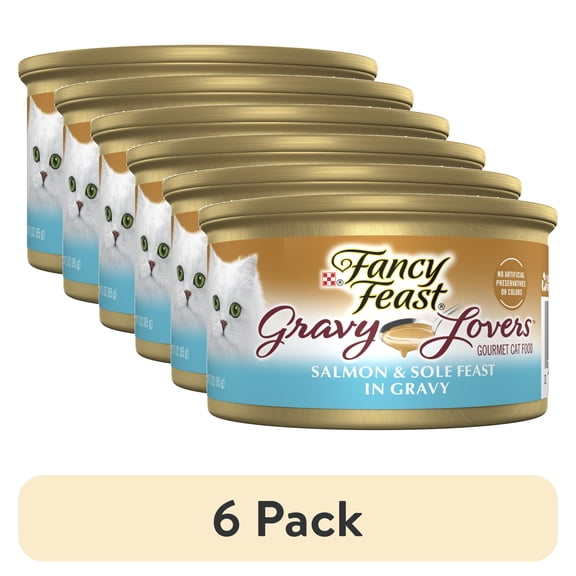 (6 pack) Purina Fancy Feast Gravy Lovers Wet Cat Food, Salmon & Sole in Gravy, 3 oz Can