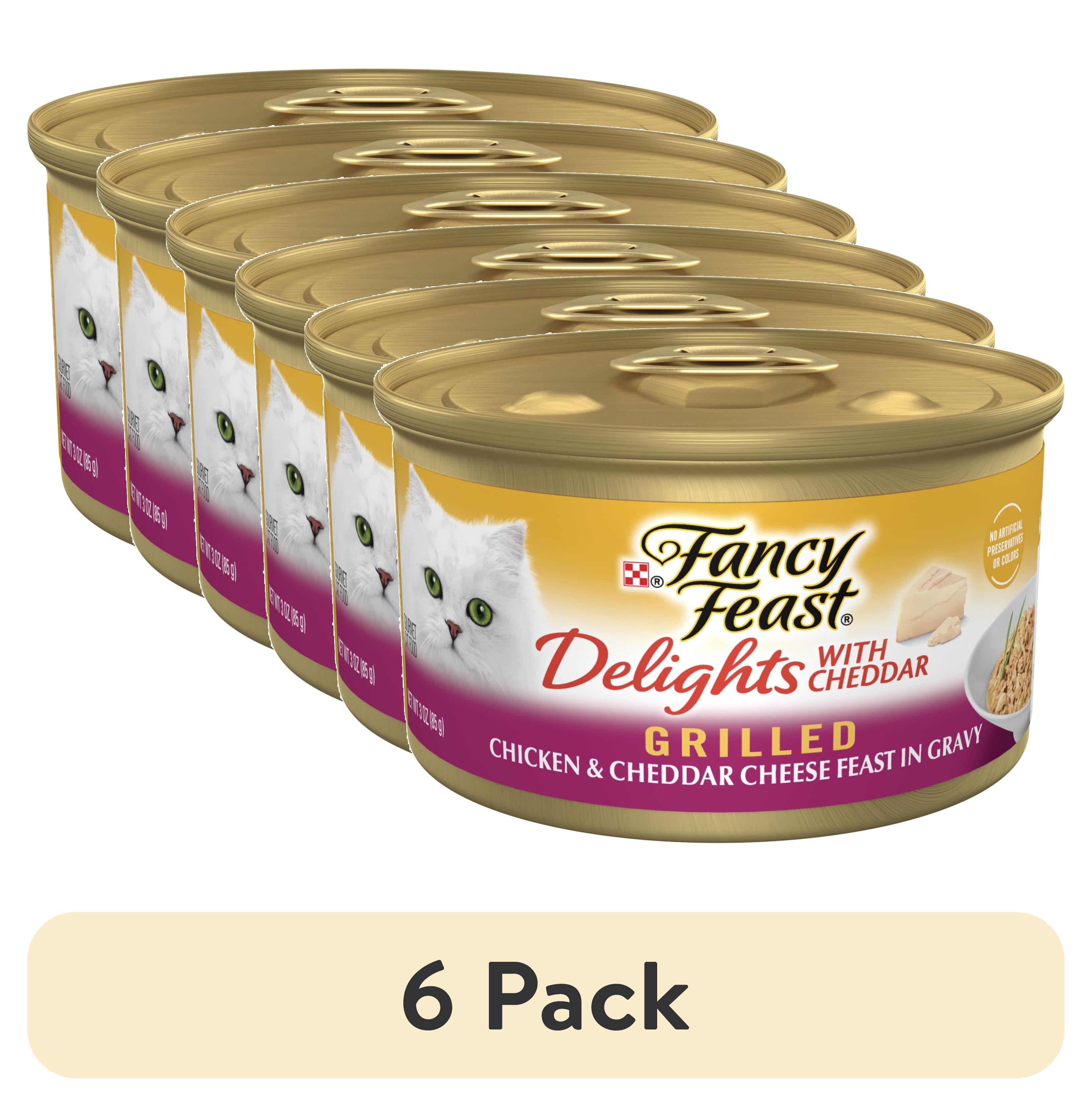 (6 pack) Purina Fancy Feast Grilled Delights with Cheddar Wet Cat Food, Chicken & Cheddar, 3 oz Can