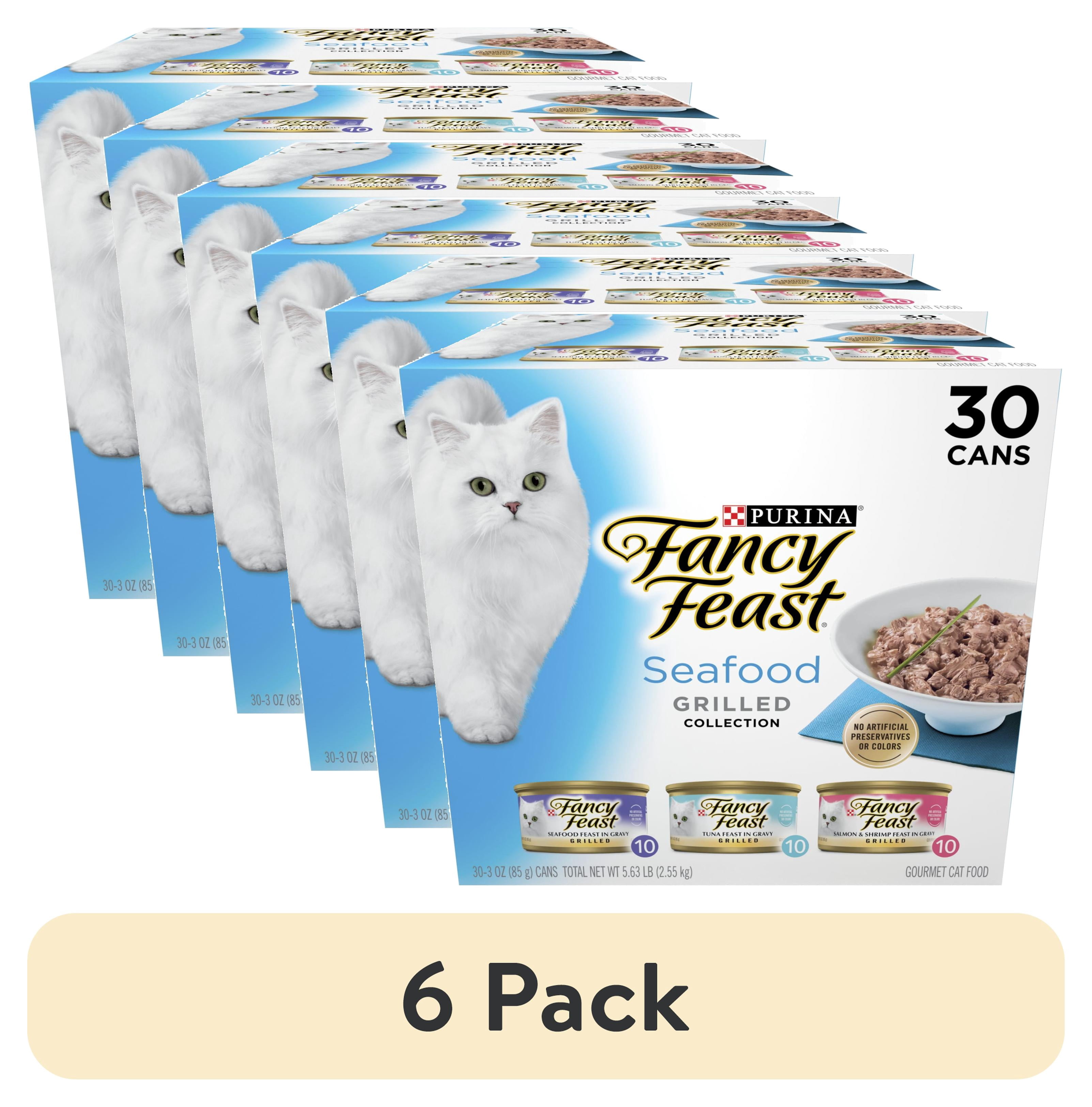 (6 pack) Purina Fancy Feast Grilled Food, Wet Cat Food, Seafood, 3 oz Cans, 30 Pack