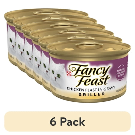 (6 pack) Purina Fancy Feast Chicken Feast in Gravy Grilled Wet Cat Food, 3 oz Can, 24 Pack