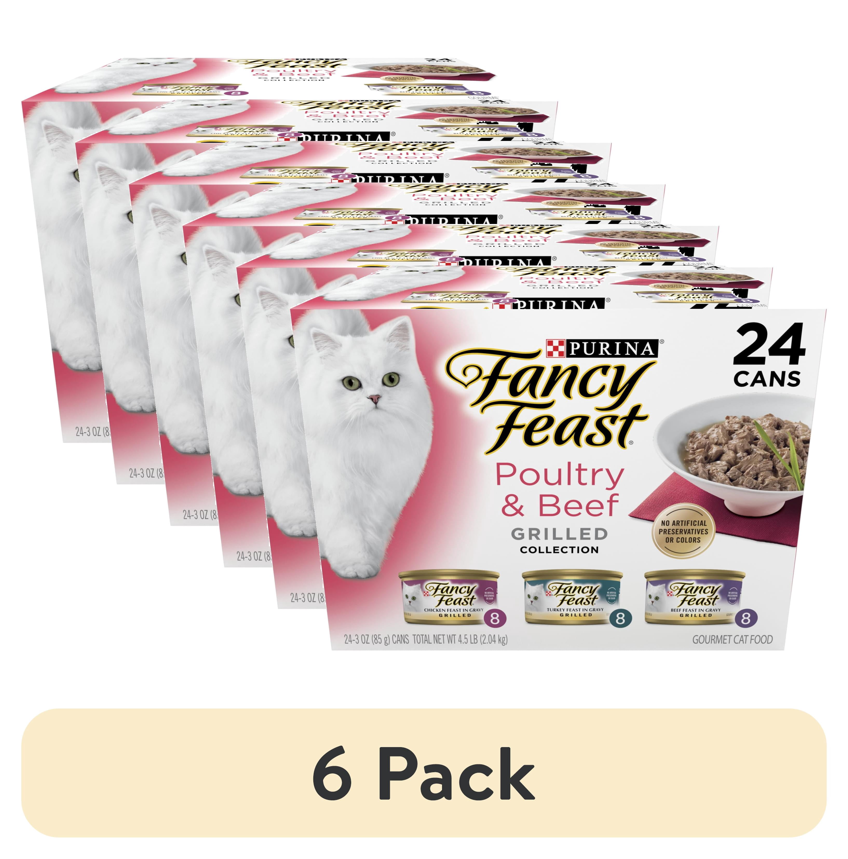 (6 pack) Purina Fancy Feast Poultry & Beef Grilled Collection Wet Cat Food Variety Pack, 3 oz Cans (24 Pack)