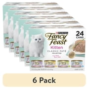 6 pack Purina Fancy Feast Kitten Food, Wet Cat Food, Classic Pate Collection with Milk, 3 oz Cans