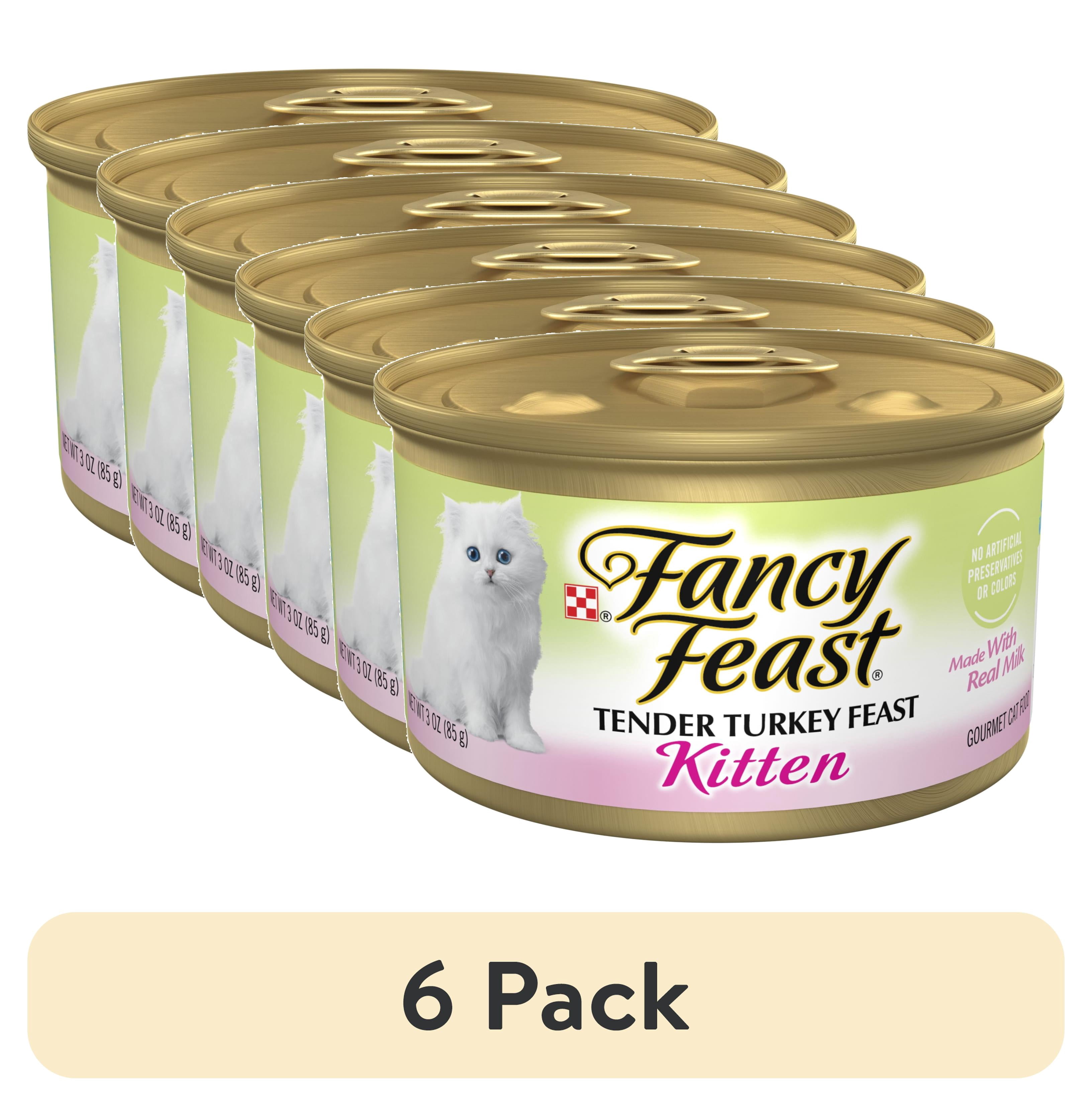 (6 pack) Purina Fancy Feast Kitten Food, Wet Cat Food, Tender Turkey Feast, 3 oz Can