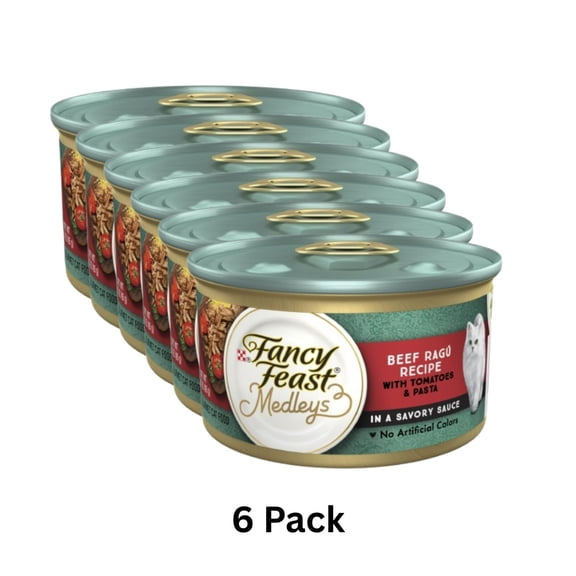 (6 pack) Purina Fancy Feast Medleys, Beef Ragu & Pasta Cat Food, 3 oz Can