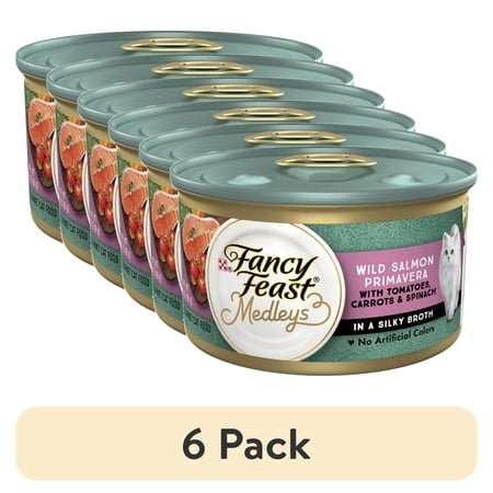 (6 pack) Purina Fancy Feast Medleys Cat Food, Wet Cat Food, Salmon Primavera, 3 oz Can