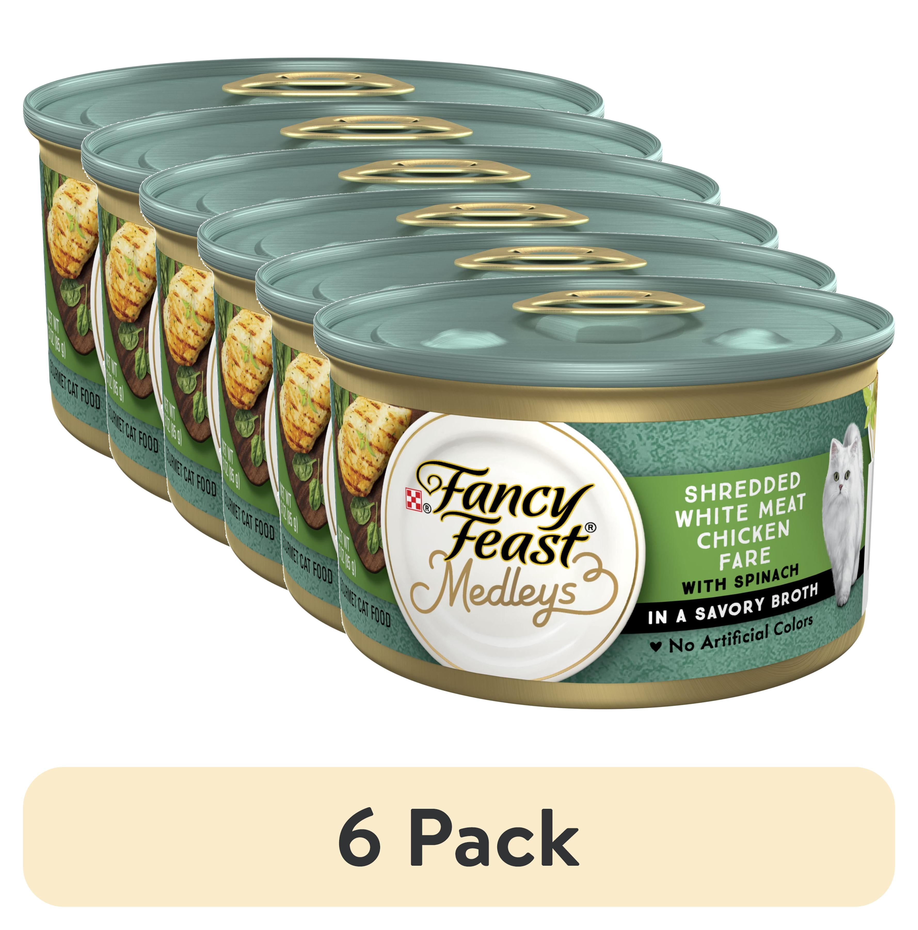 (6 pack) Purina Fancy Feast Medleys Cat Food, Wet Cat Food, Shredded Chicken & Spinach, 3 oz Can